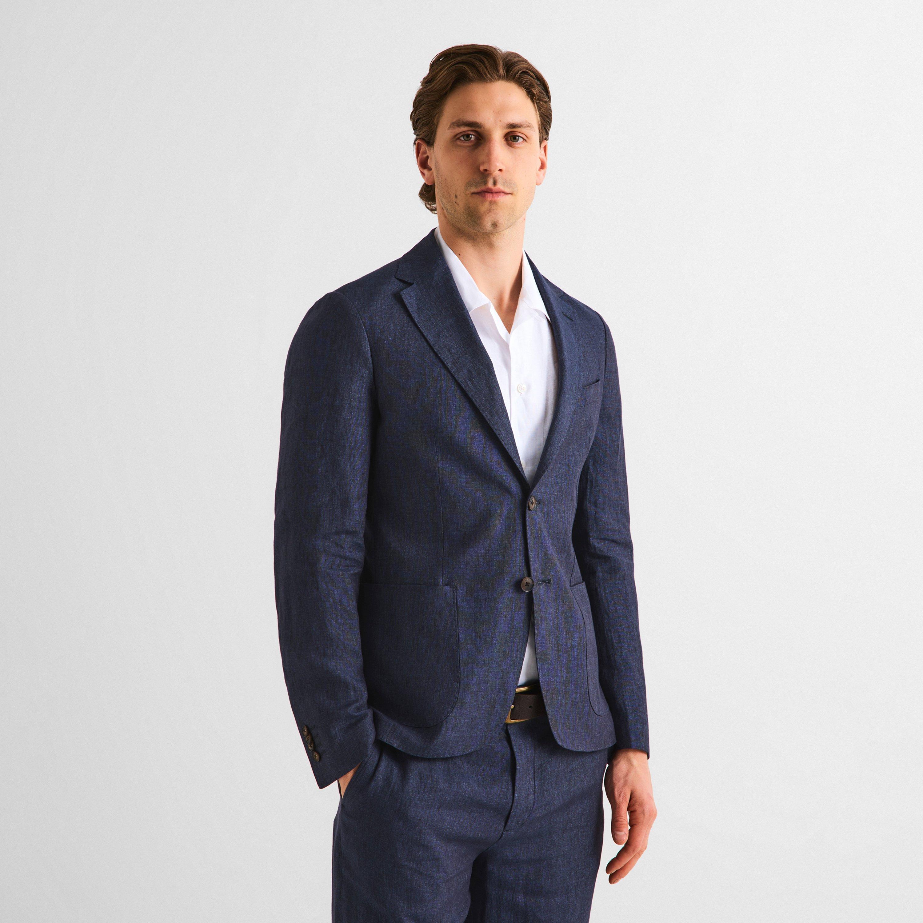 Navy 1 - Pal Zileri - Men's Linen Blazer - 3