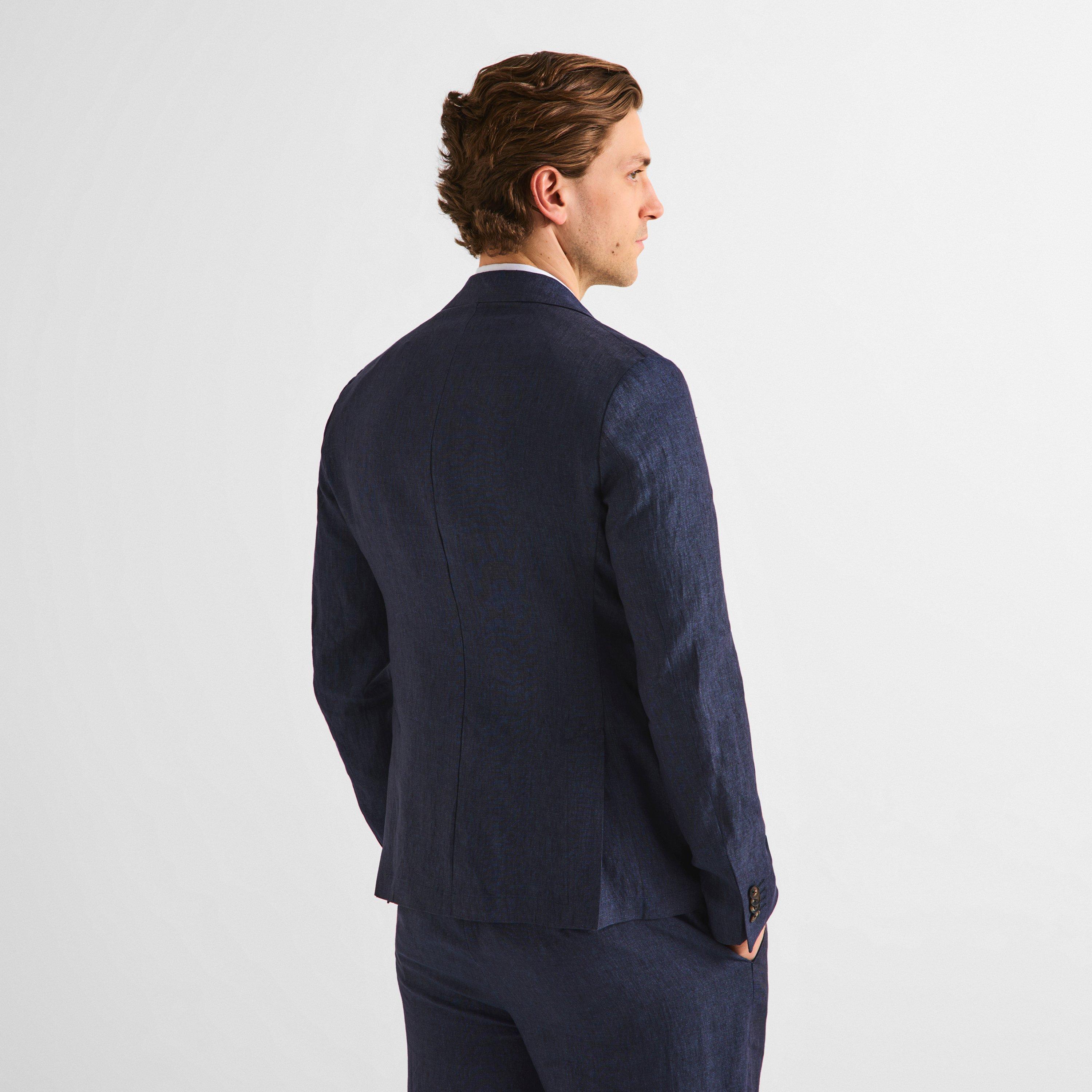 Navy 1 - Pal Zileri - Men's Linen Blazer - 4