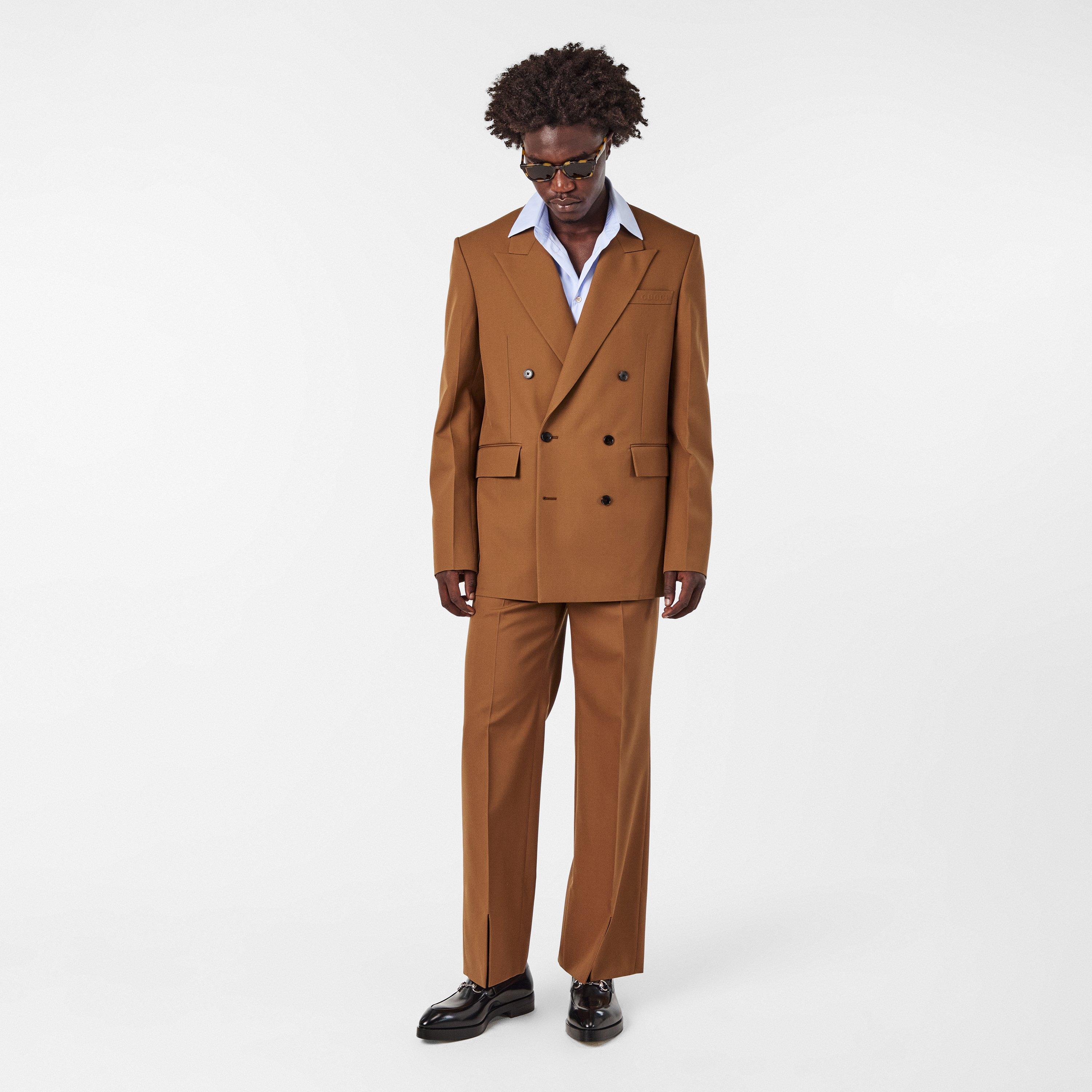 Gucci Men's Twill Double-Breasted Long Sleeve Blazer | Cruise Fashion
