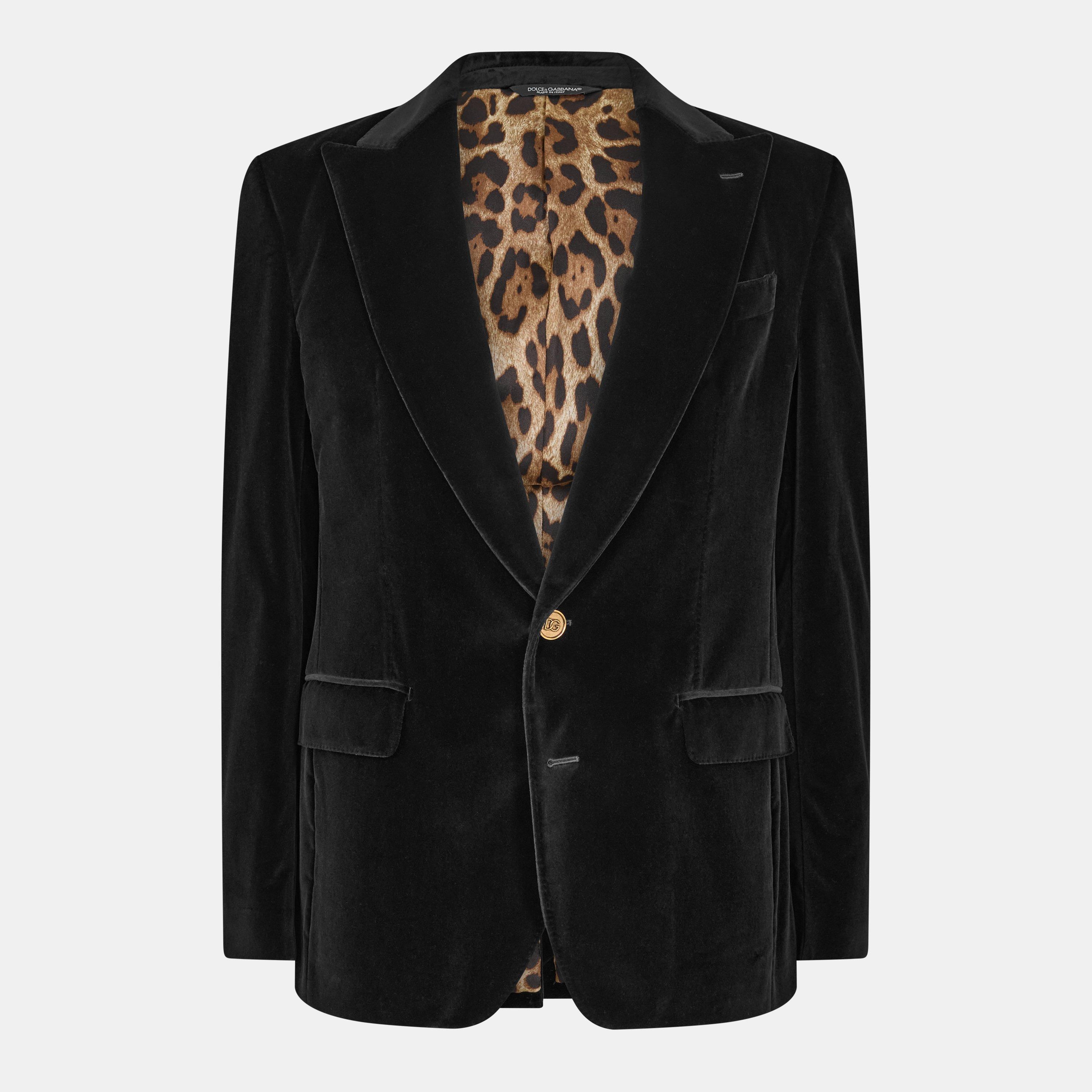 Dolce and Gabbana Men's Velvet Tailored Blazer - N0000 Black - L