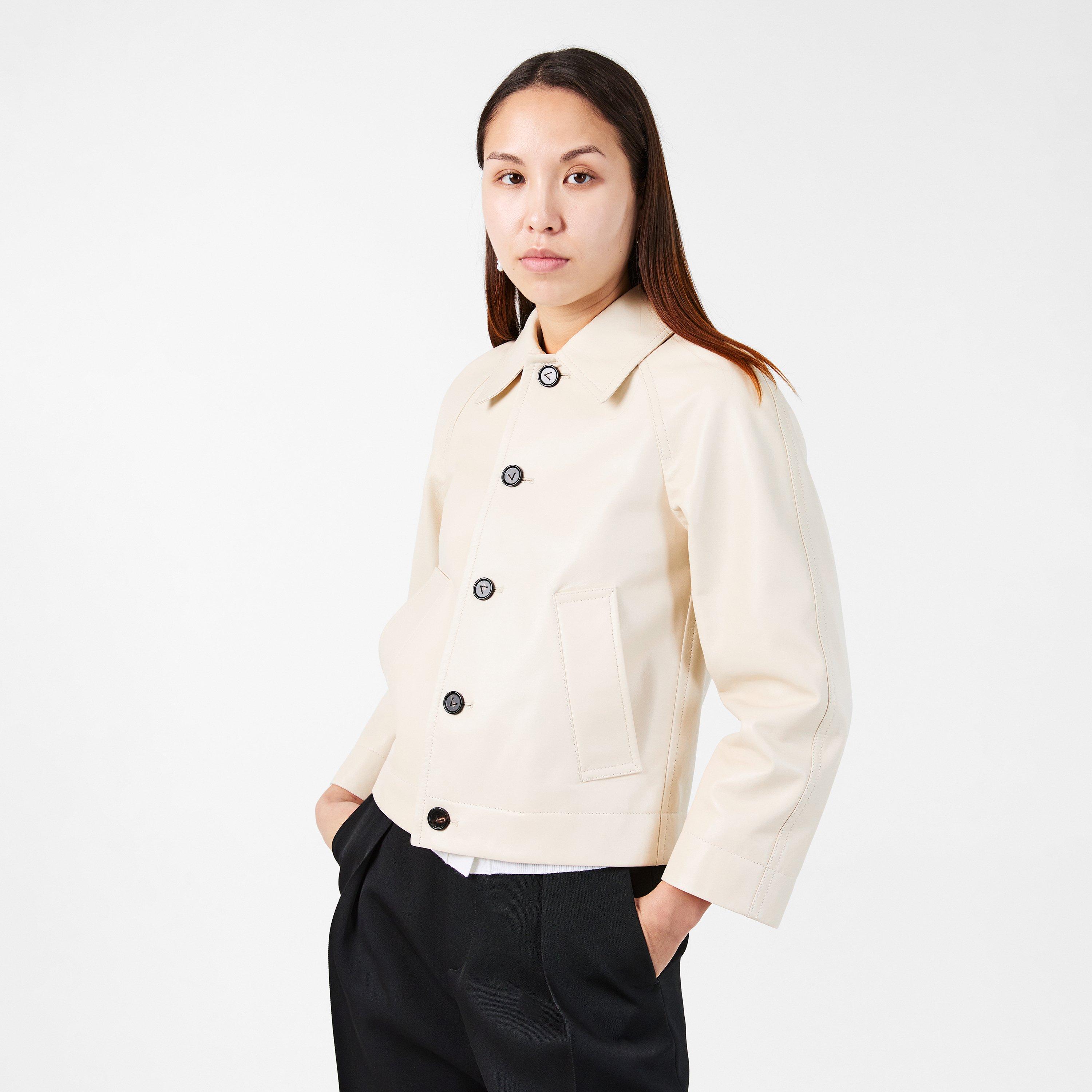 Meringue - Bottega Veneta - Women's Soft Nappa Concealed Zip Leather Jacket - 3
