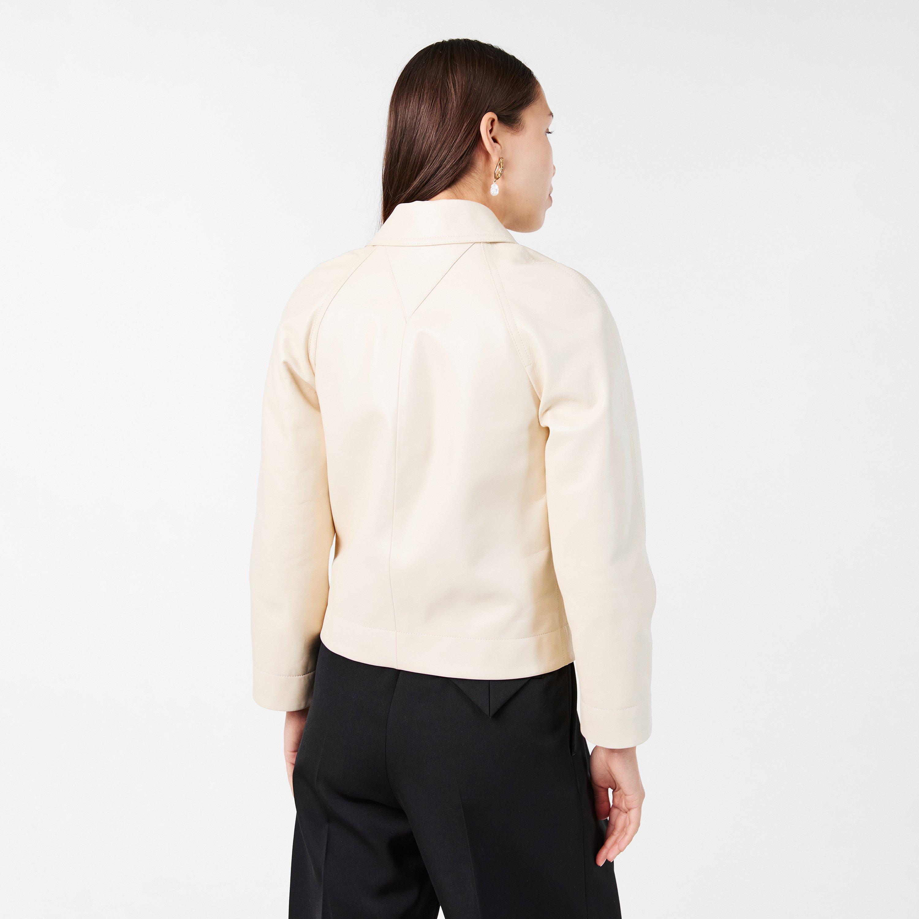 Meringue - Bottega Veneta - Women's Soft Nappa Concealed Zip Leather Jacket - 4