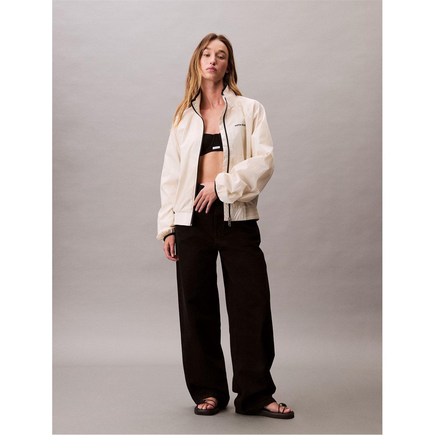 Tofu - Calvin Klein Jeans - Retro Track Funnel Neck Long Sleeve Windbreaker - 4