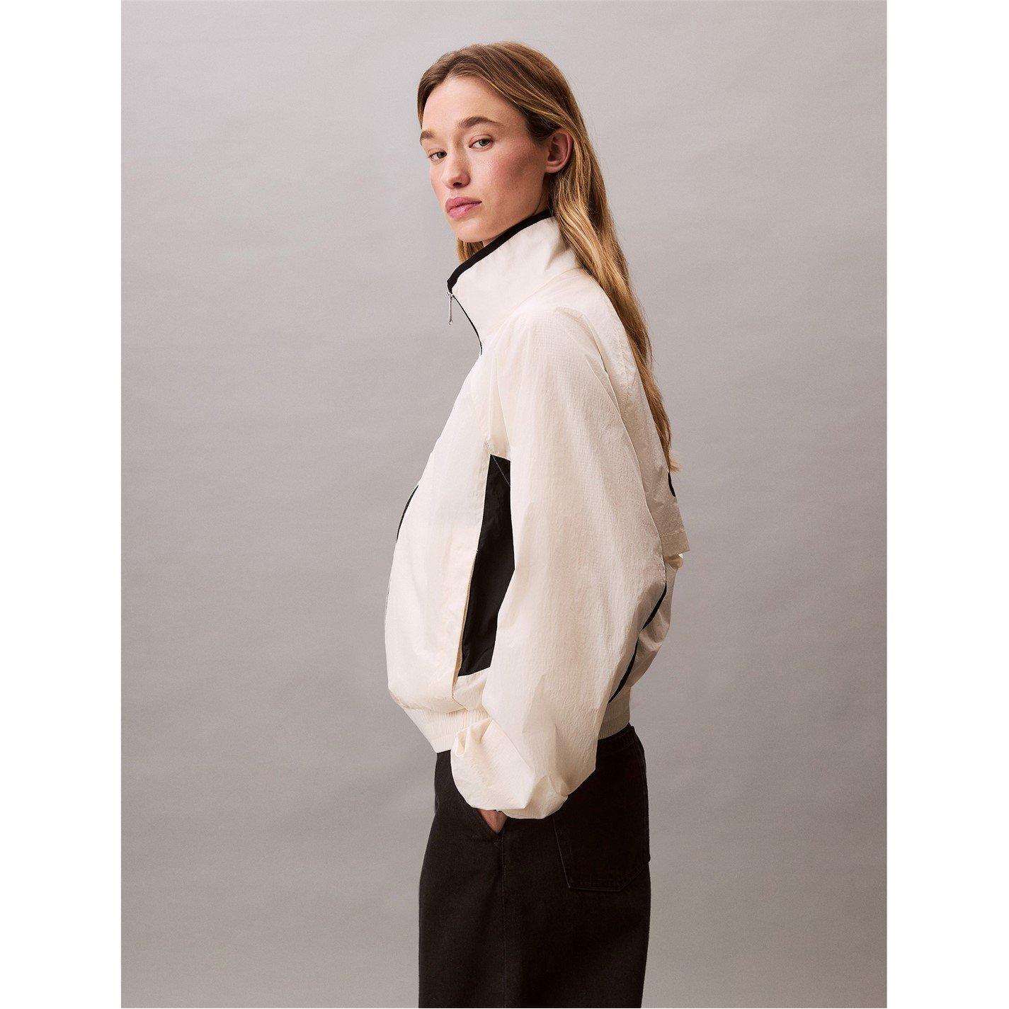 Tofu - Calvin Klein Jeans - Retro Track Funnel Neck Long Sleeve Windbreaker - 5