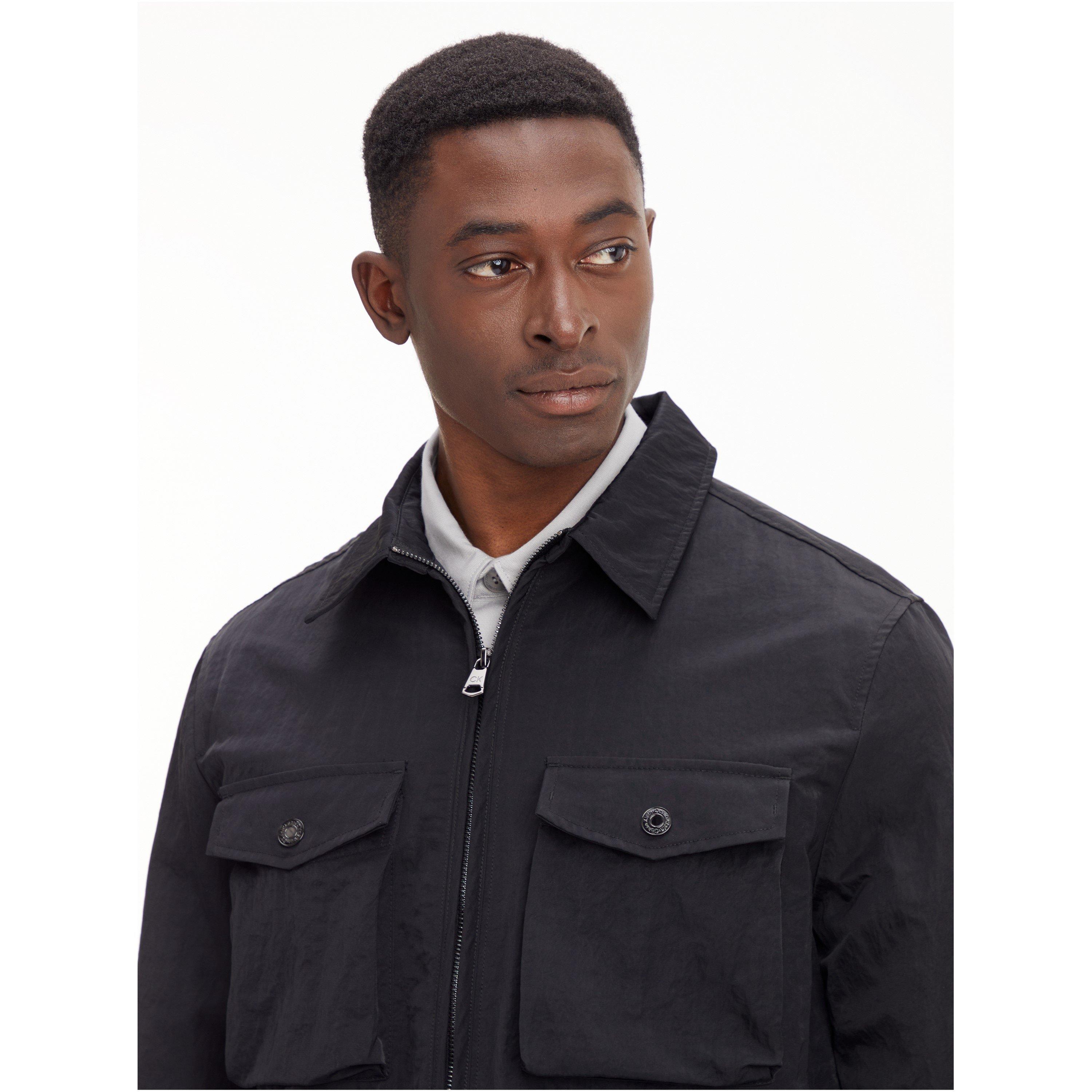 CK Black BEH - Calvin Klein - Men's Heavy Crinkled  Lifestyle Long Sleeve Overshirt - 6