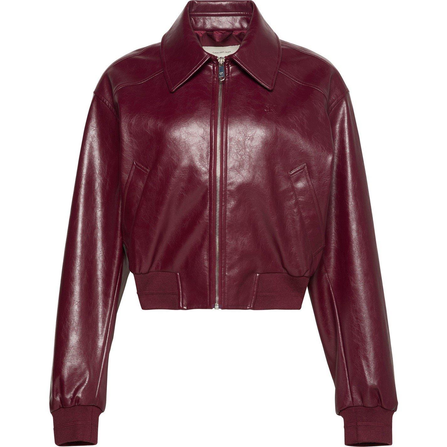 Deep Rouge - Calvin Klein Jeans - Women's Cropped Faux Leather Jacket - 2