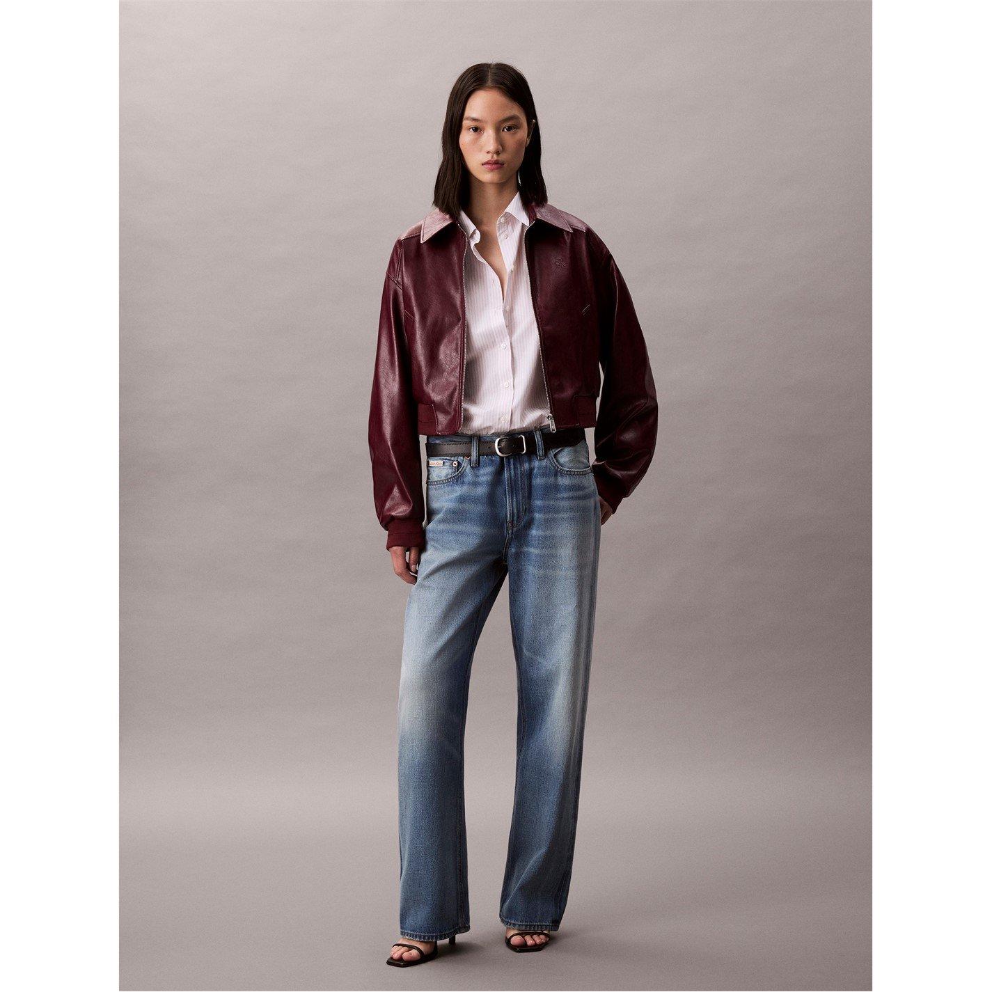 Deep Rouge - Calvin Klein Jeans - Women's Cropped Faux Leather Jacket - 5