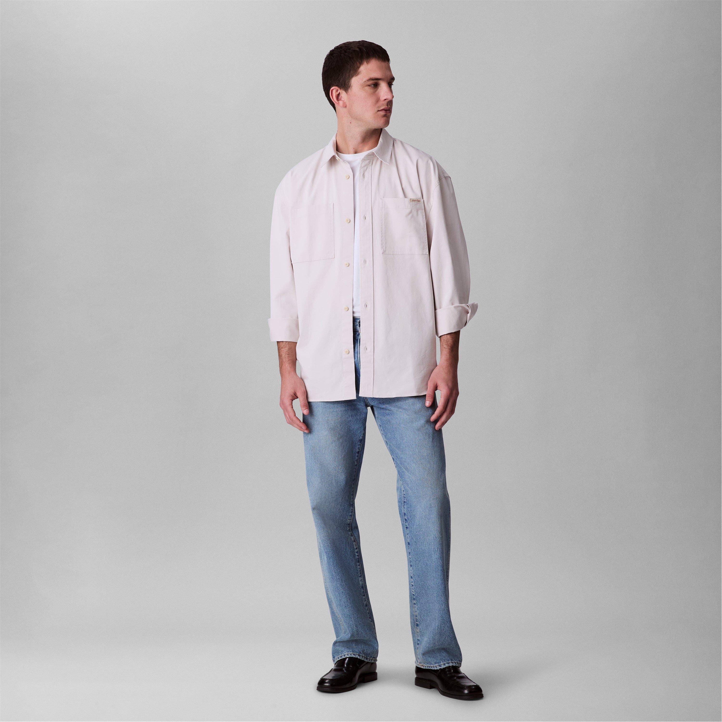Gesso - Calvin Klein Jeans - Men's Relaxed Chambray Cotton Long Sleeve Oversized Fit Overshirt - 2