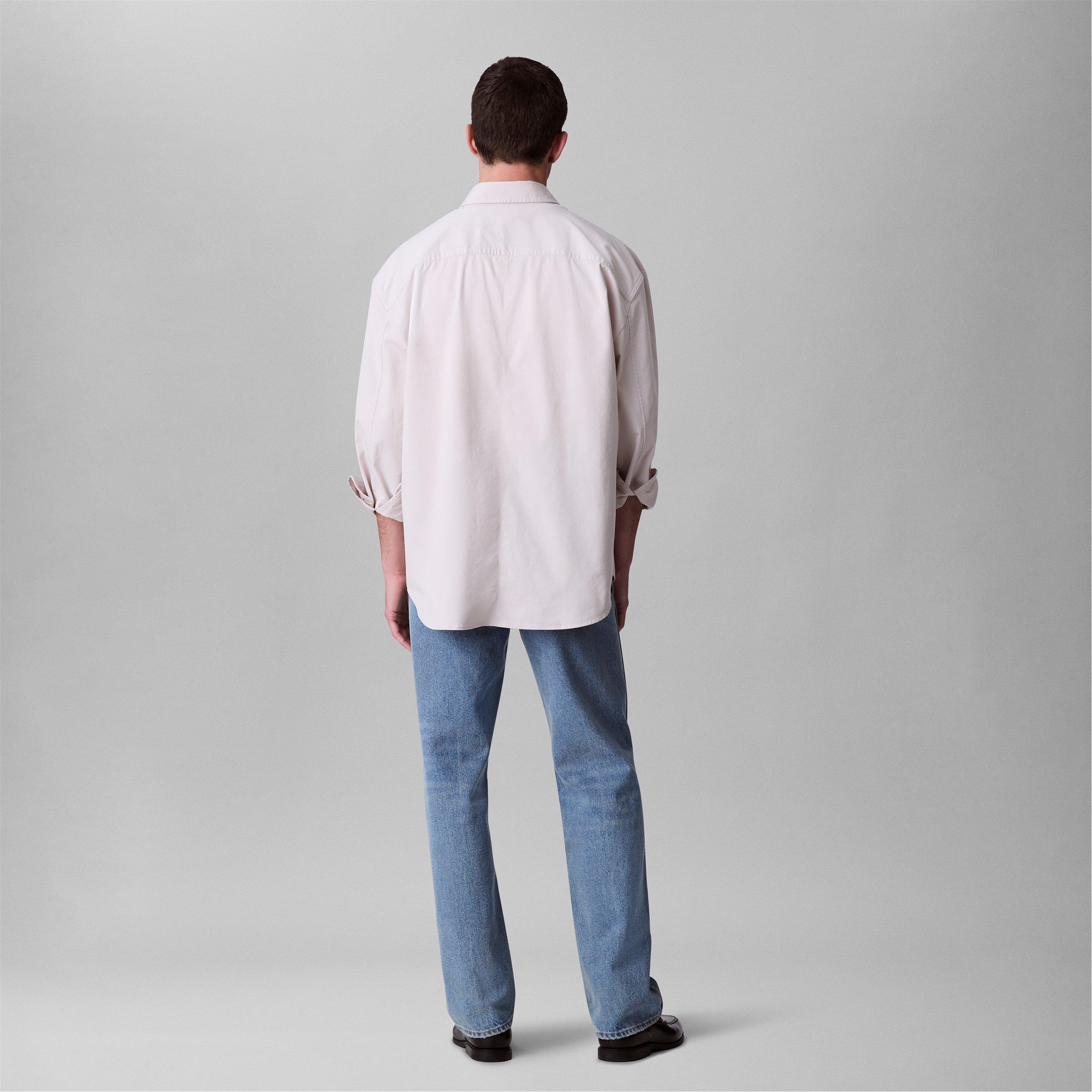 Gesso - Calvin Klein Jeans - Men's Relaxed Chambray Cotton Long Sleeve Oversized Fit Overshirt - 3