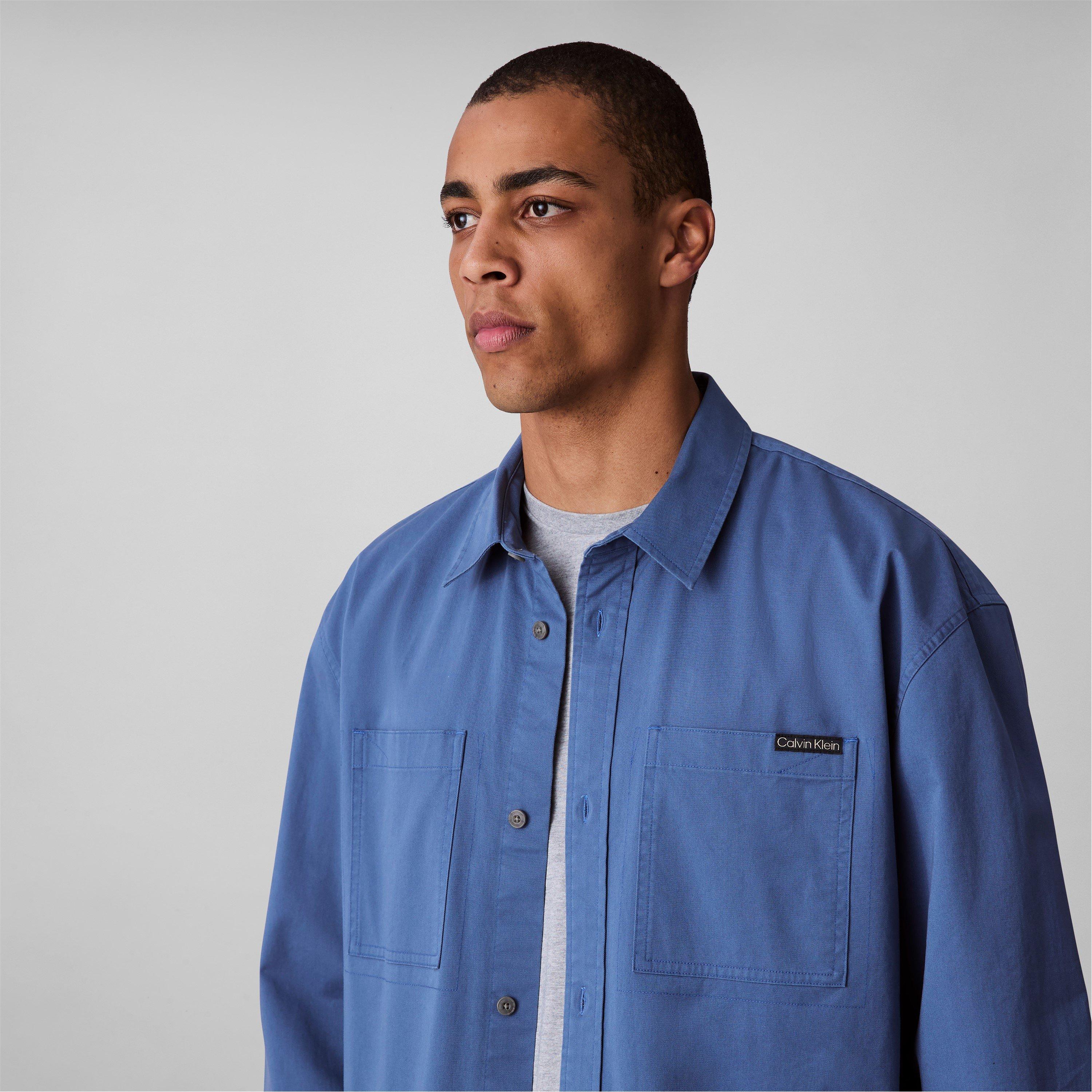 Bluefin - Calvin Klein Jeans - Men's Relaxed Chambray Cotton Long Sleeve Oversized Fit Overshirt - 5