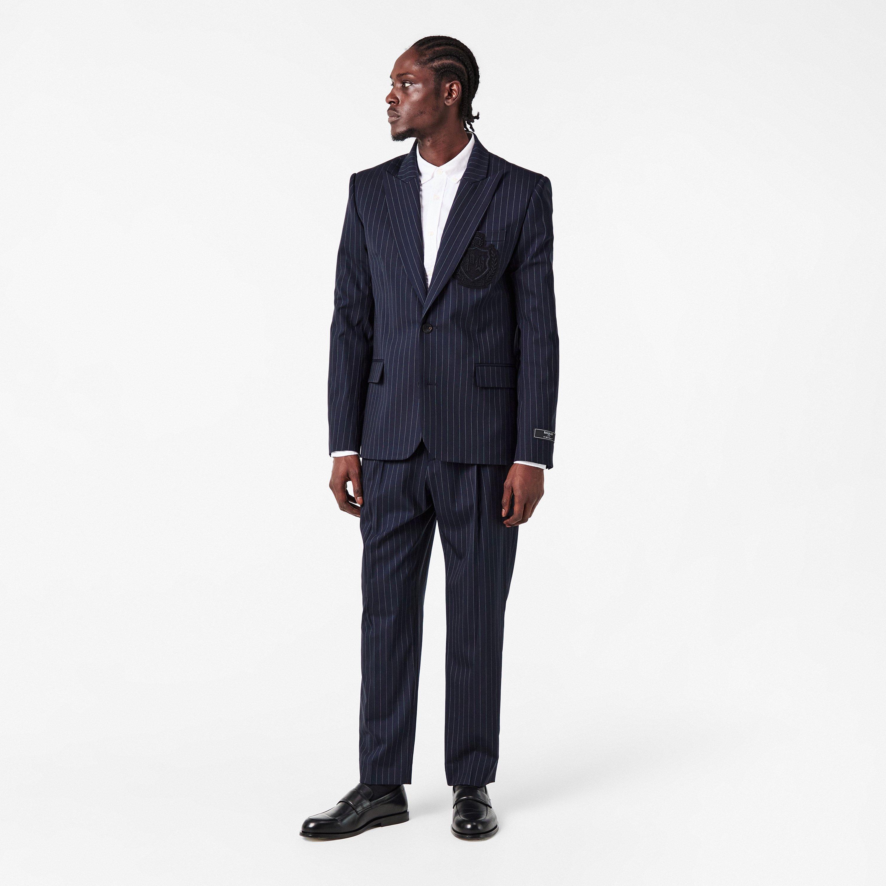 Blue/White - Balmain - Men's  Tailored Wool Blazer - 6