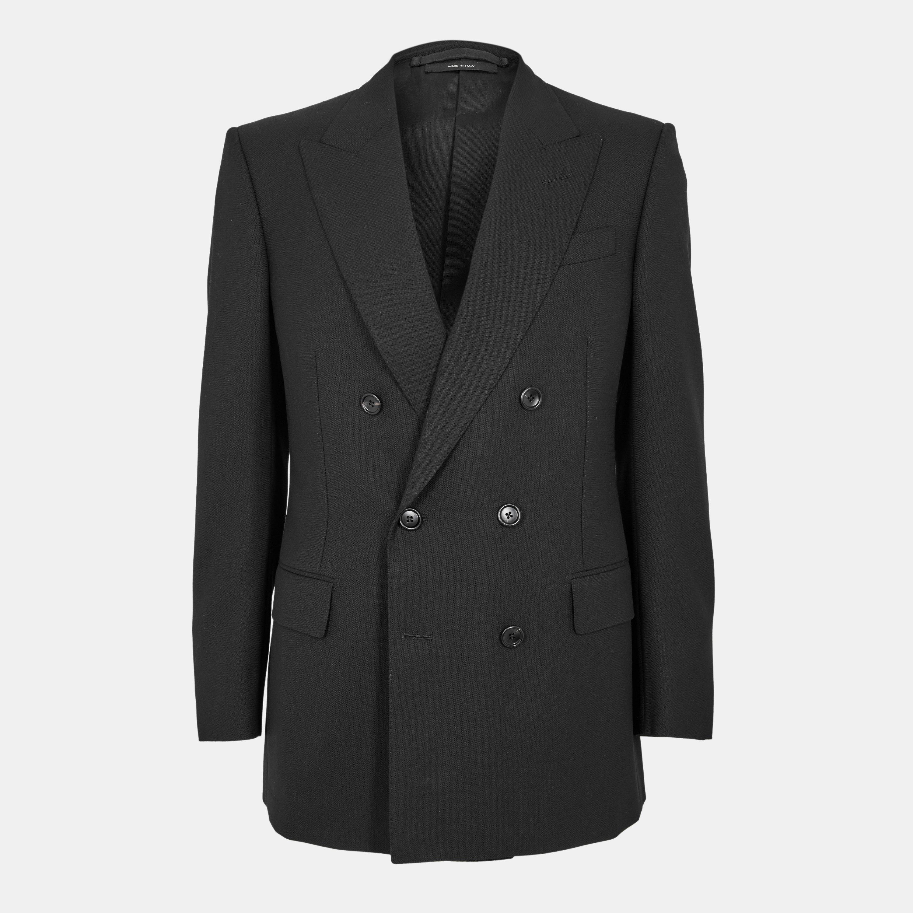 Black - Tom Ford - Men's Twill Double Breasted Blazer - 1