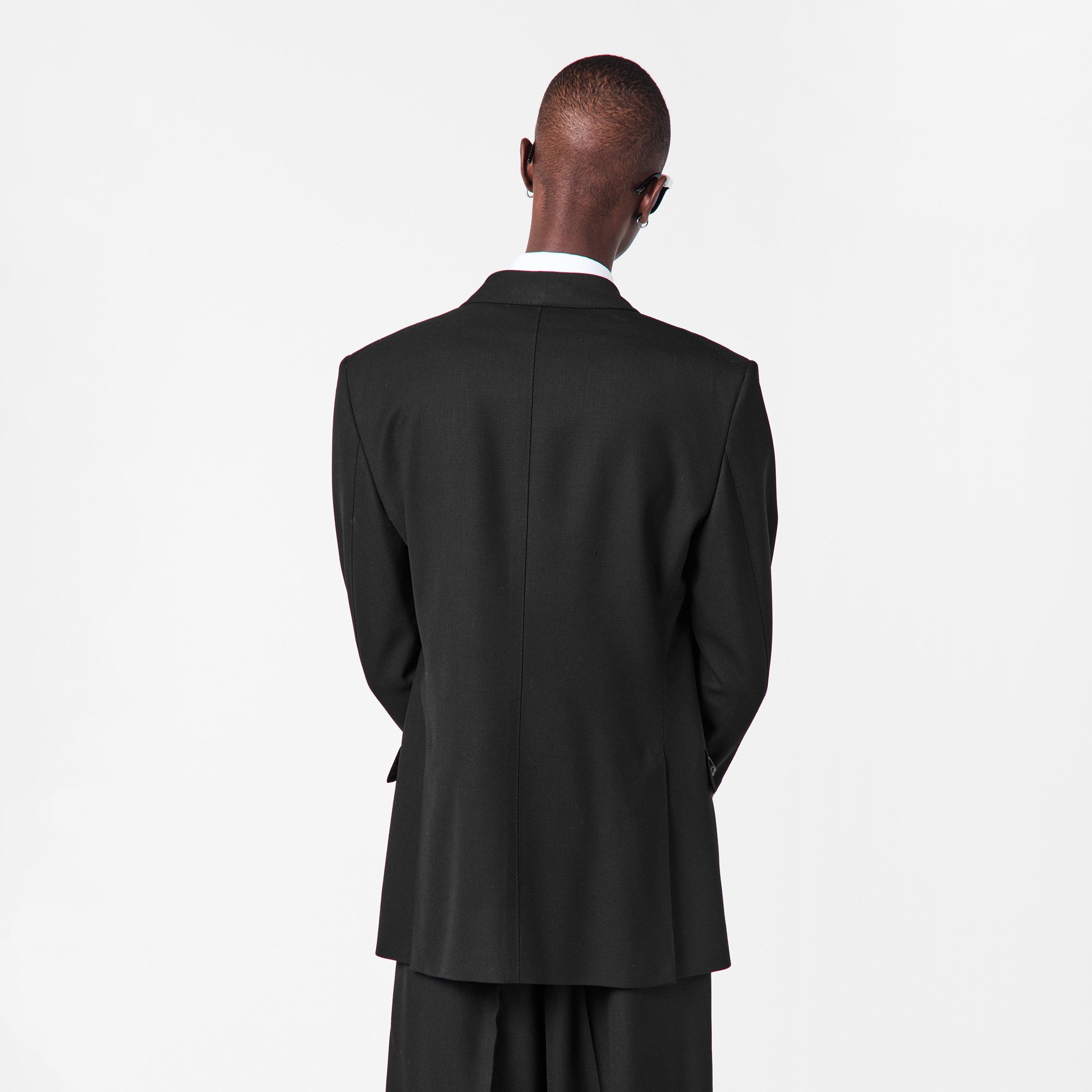 Black - Tom Ford - Men's  Twill Double Breasted Peak Lapel Blazer - 4