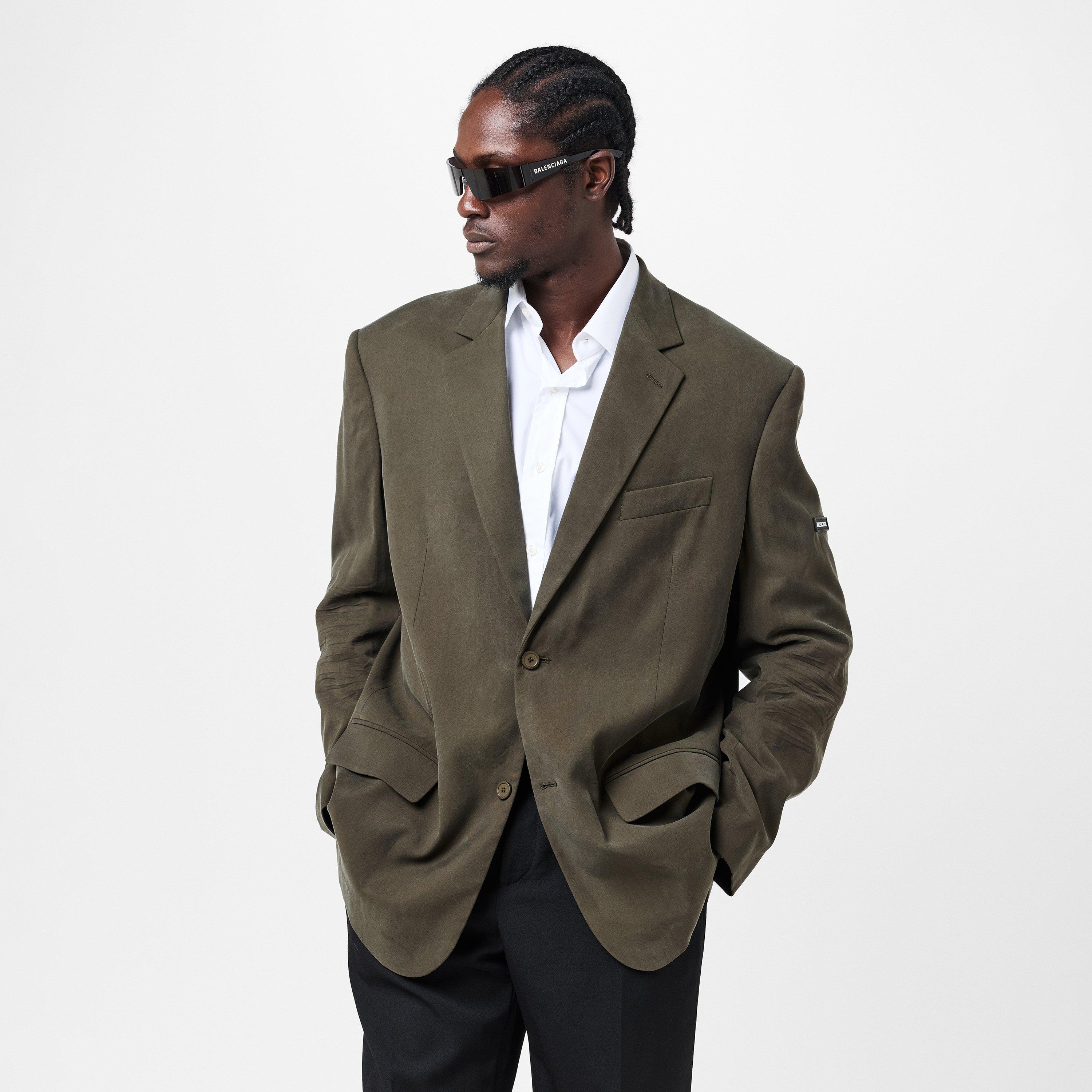 Khaki - Balenciaga - Men's Structured Tailored Blazer - 3