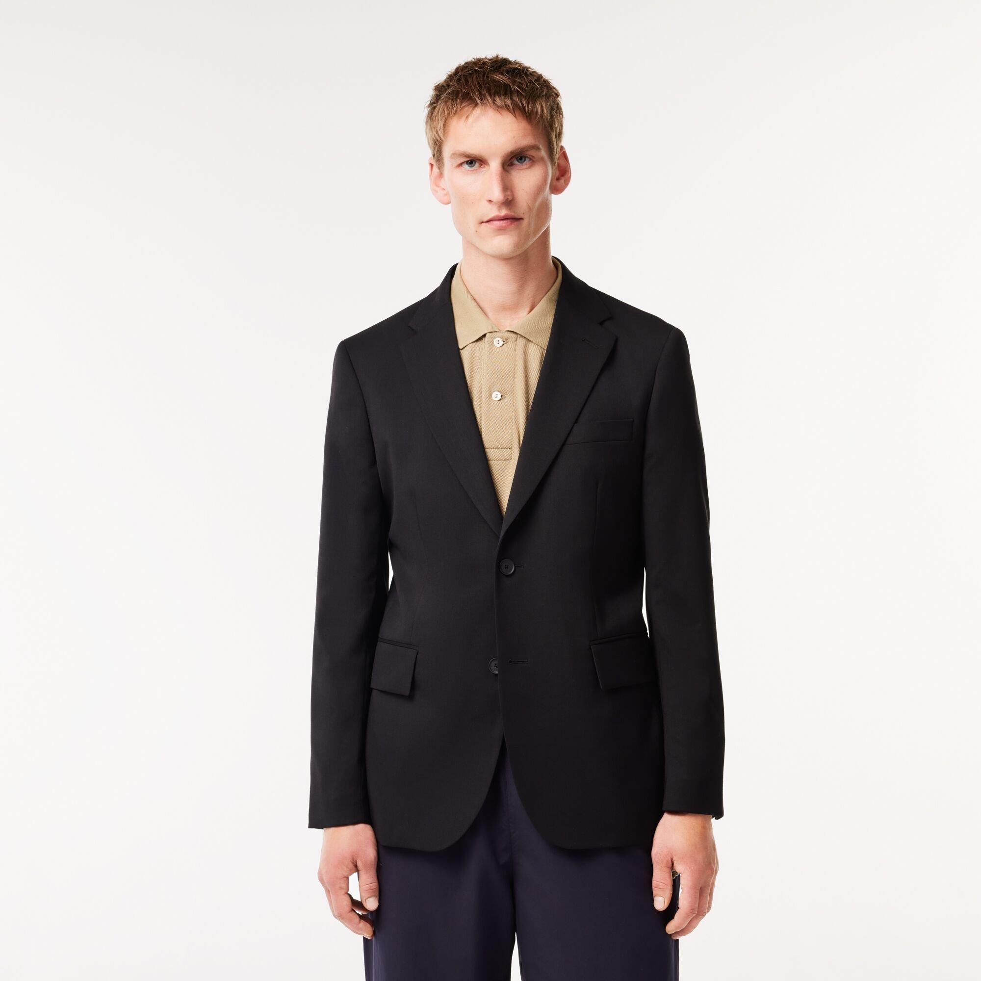 Black - Lacoste - Men's Woolen Winter Blazer - 1