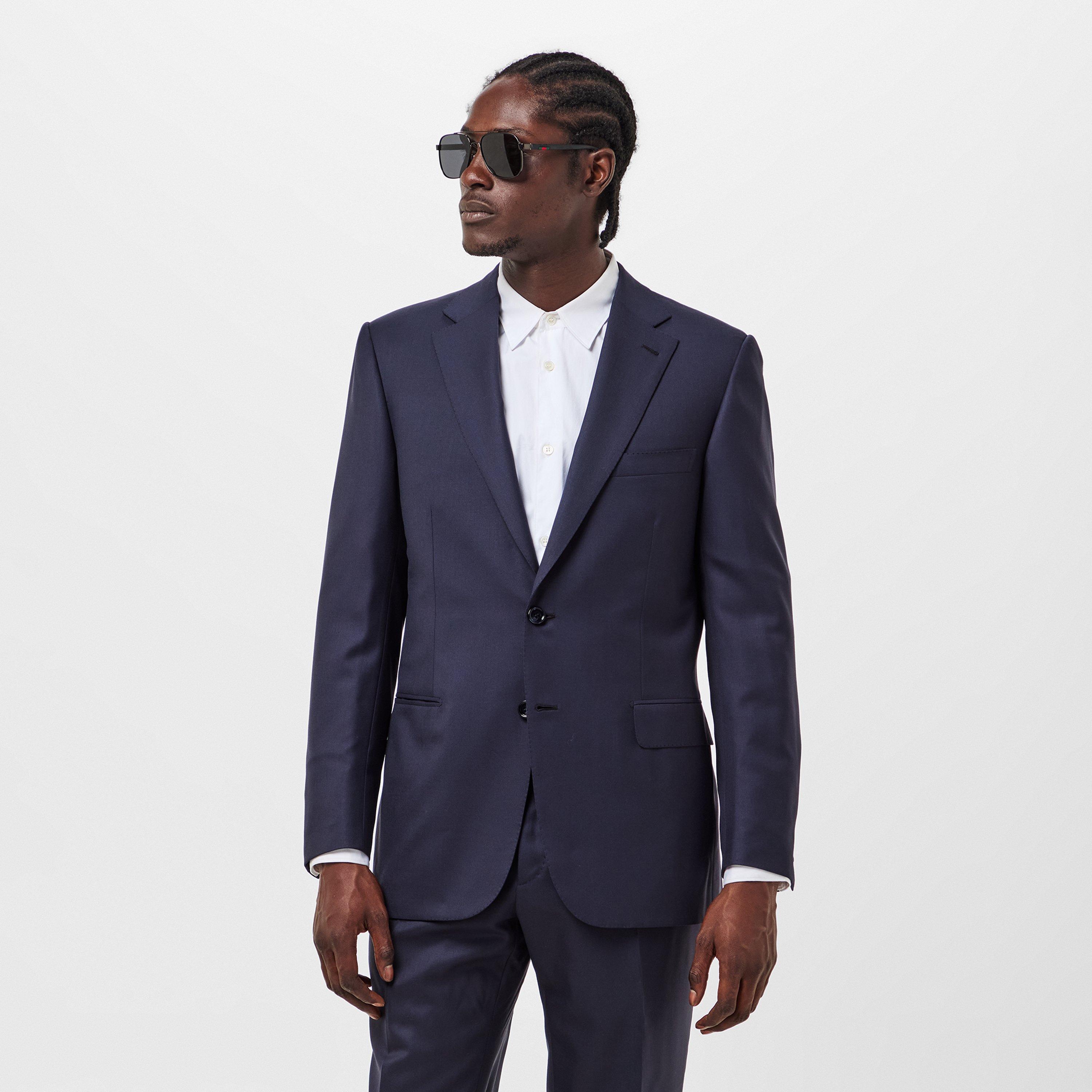 Navy - Brioni - Men's  Lapel Structured Italian Blazer - 3