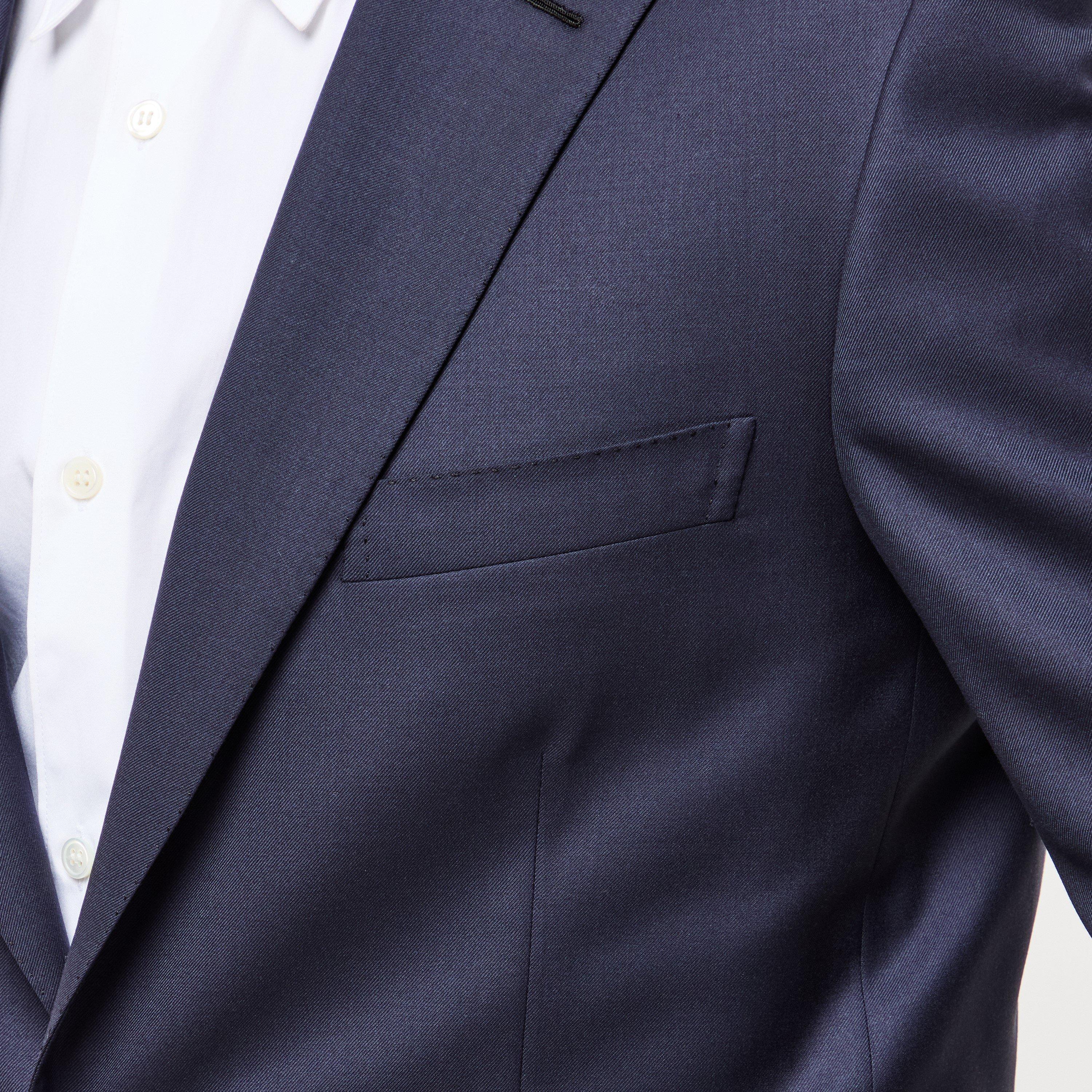 Navy - Brioni - Men's  Lapel Structured Italian Blazer - 5