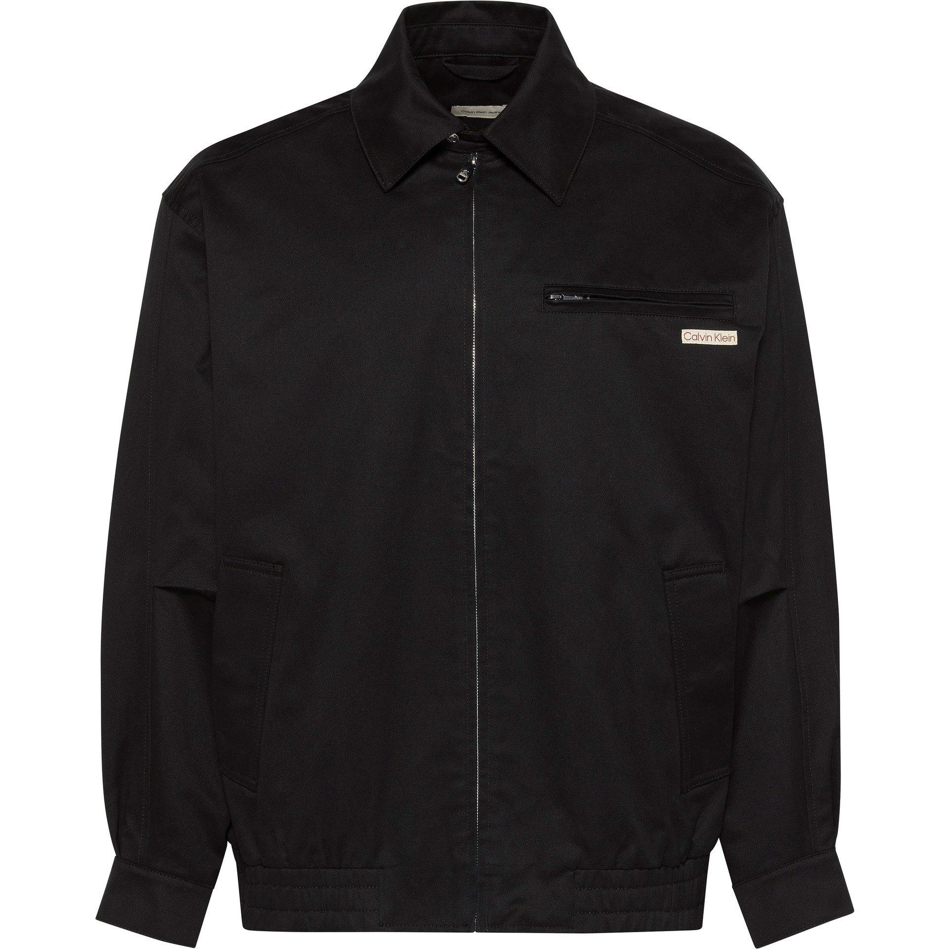 Black - Calvin Klein Jeans - Men's Logo Shirt Jacket Long Sleeve Zip Parka - 1