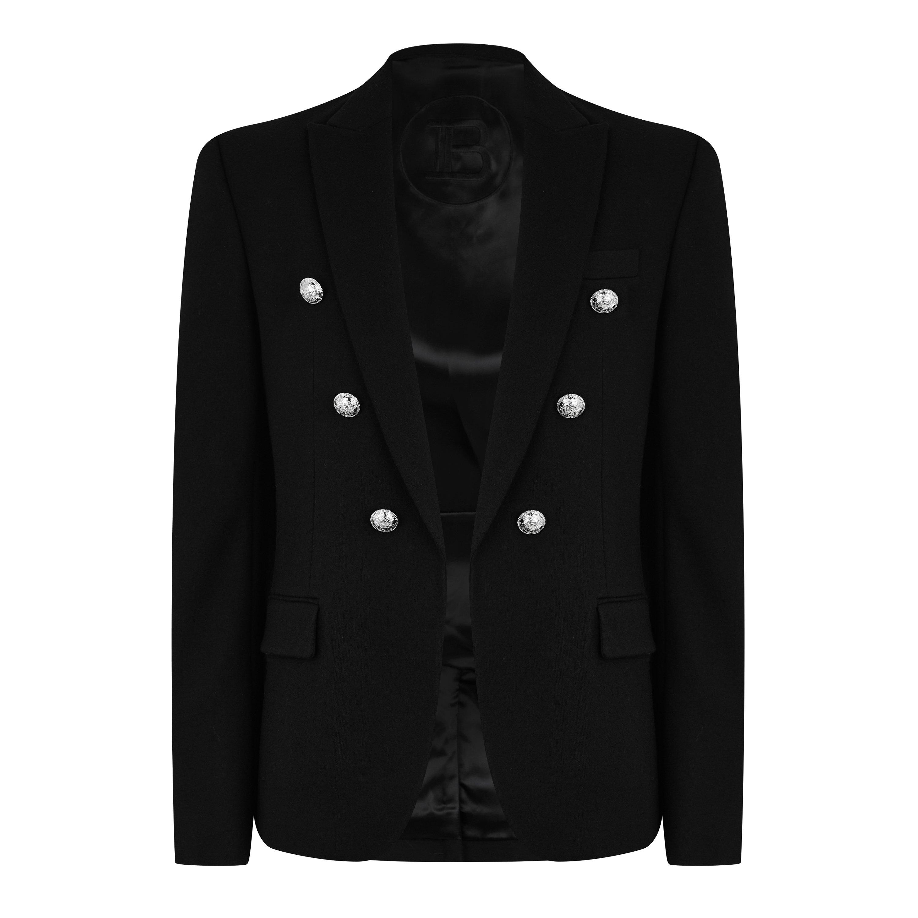 Noir 0PA - Balmain - Men's Button Notch Collar Cotton Long Sleeve Blazer - 6