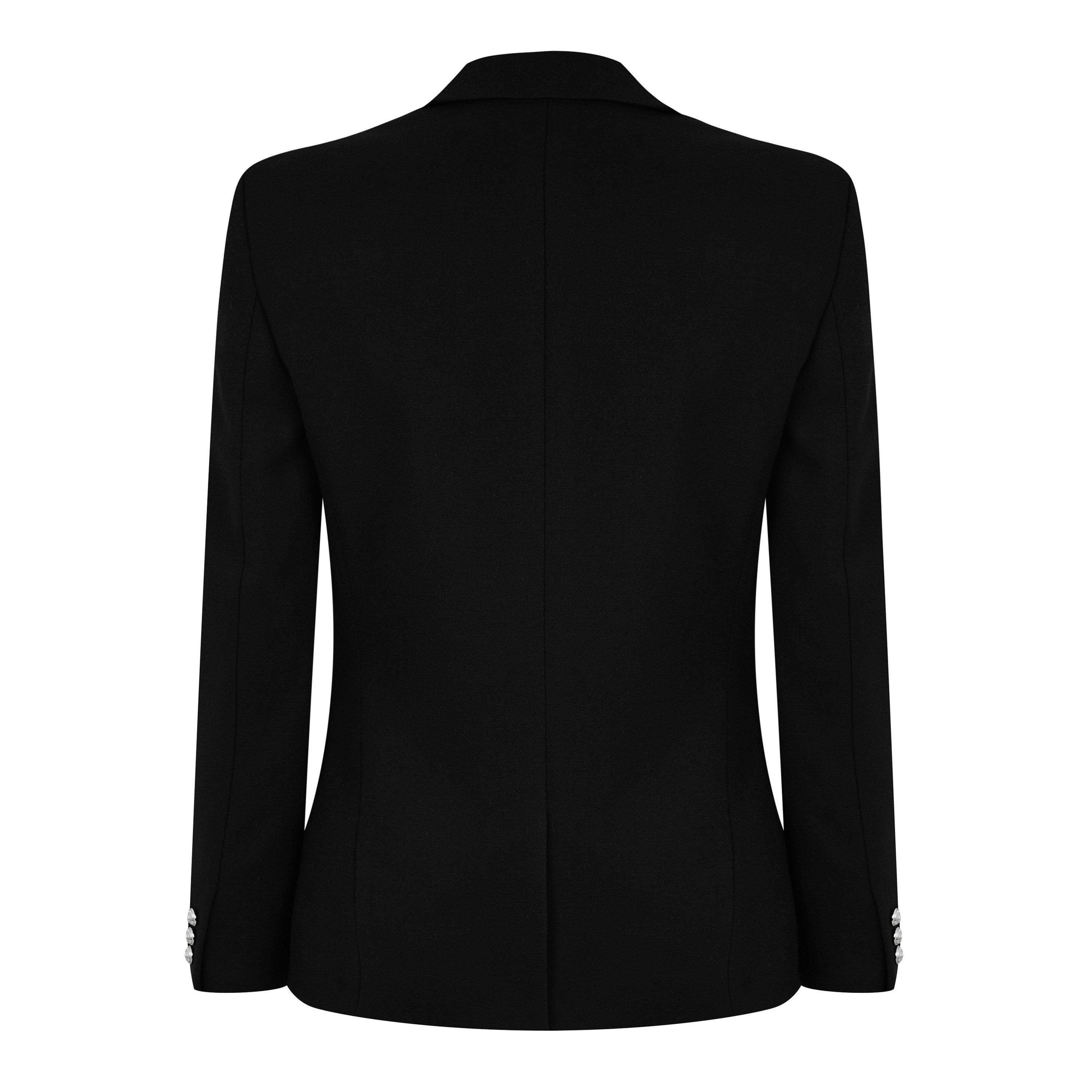 Noir 0PA - Balmain - Men's Button Notch Collar Cotton Long Sleeve Blazer - 5