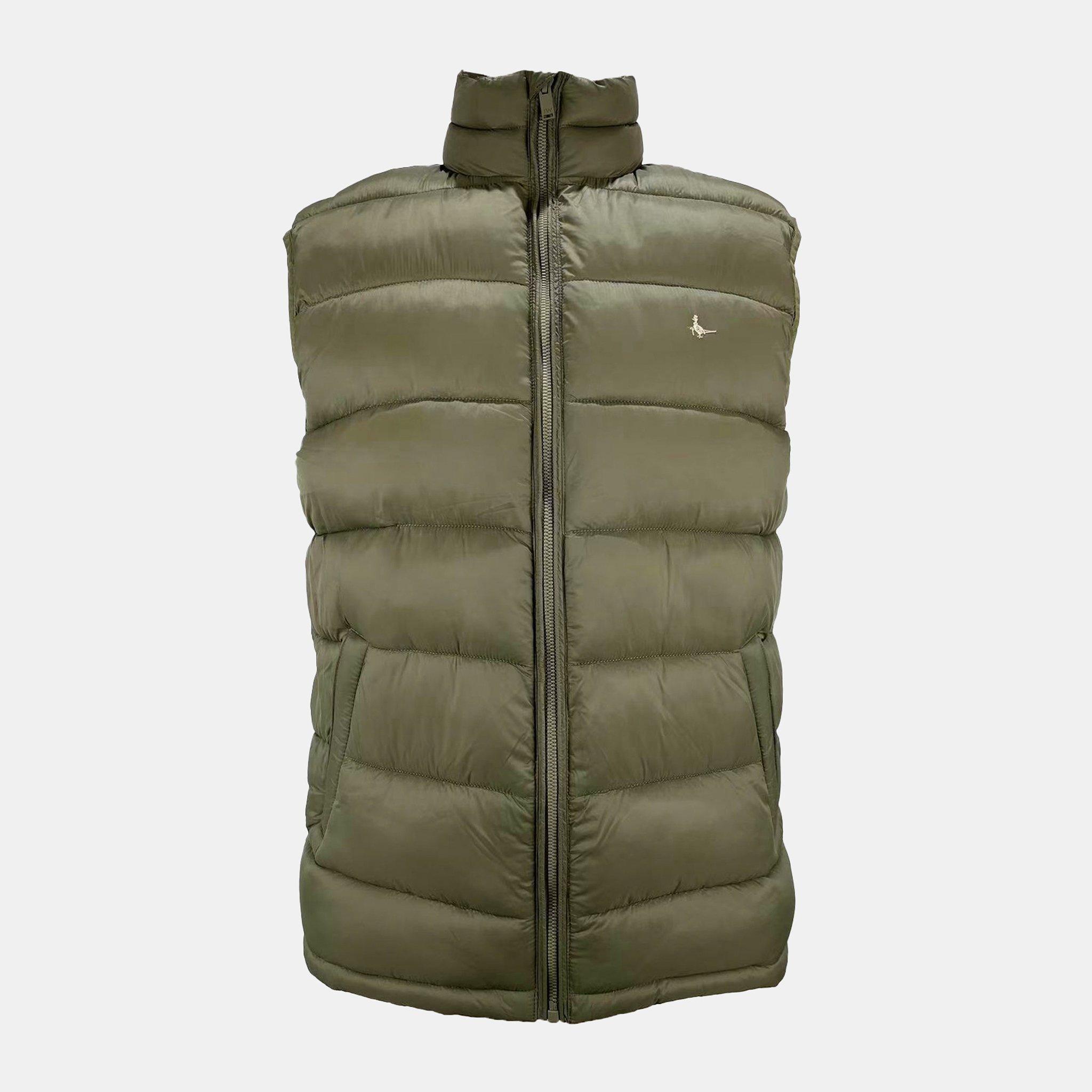 Jack Wills Men's Kershaw Lightweight Water Resistant Puffer Gilet - Dark Khaki - XS