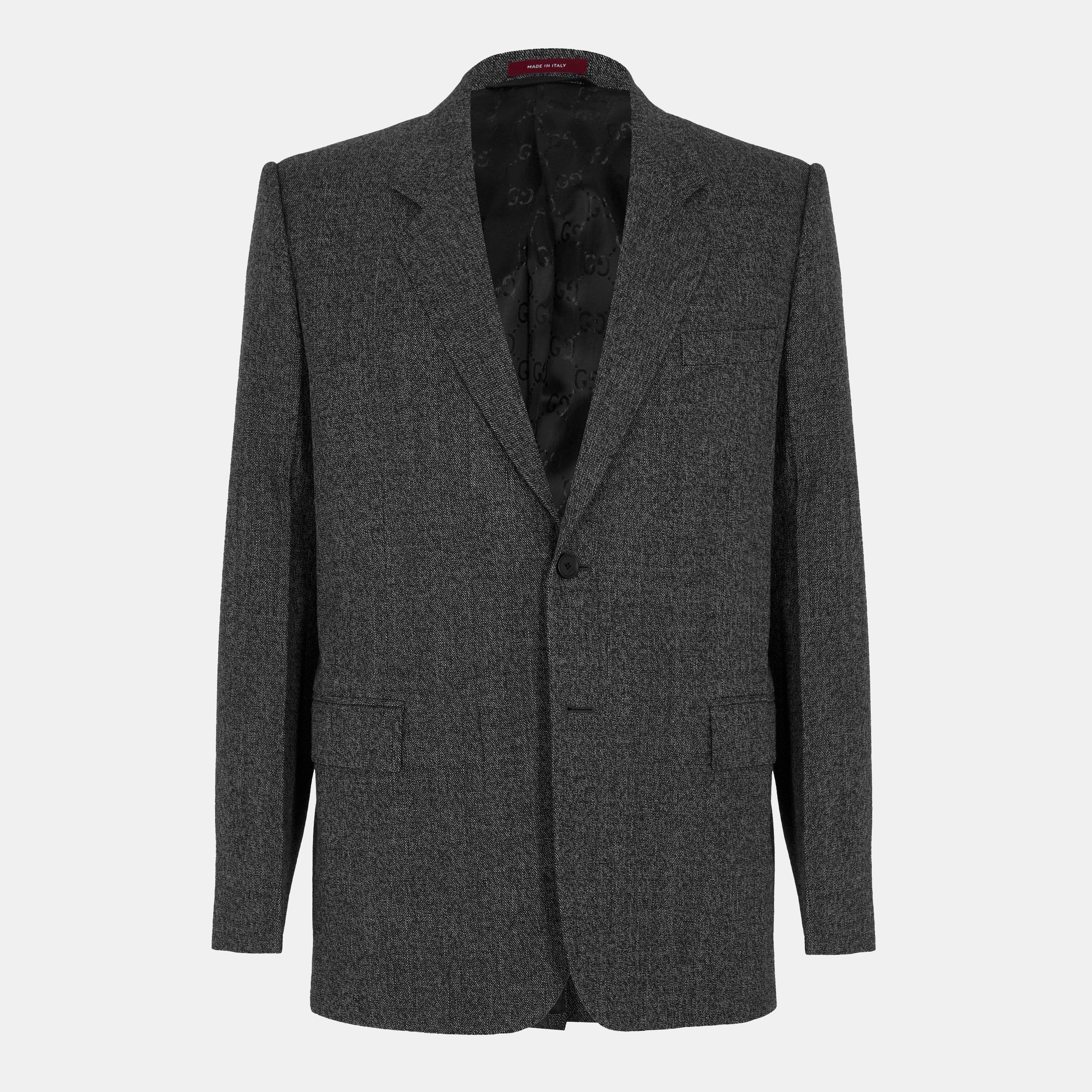 Gucci Men's Designer Wool Blazer - Black - XL