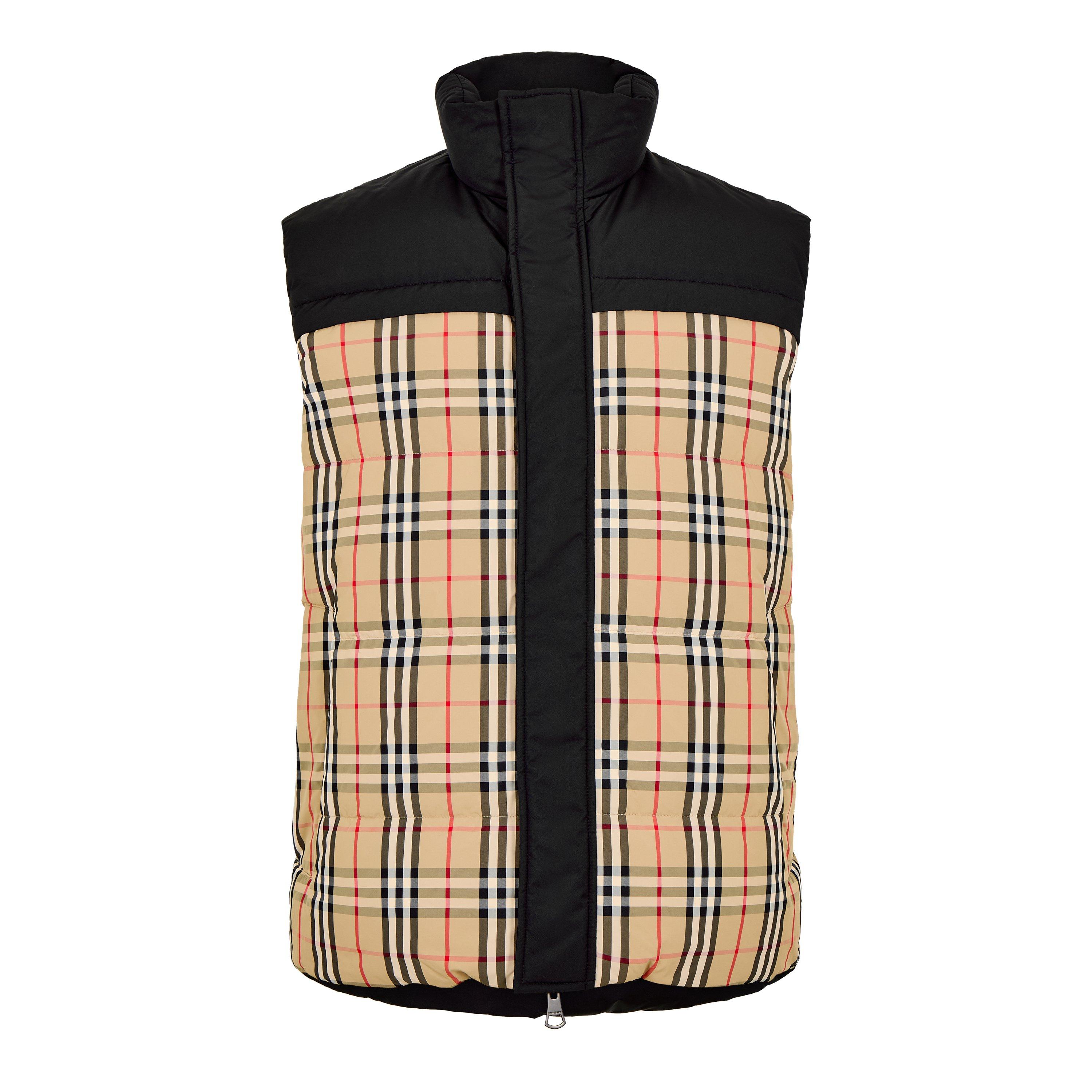 Beige - Burberry - Men's Reversible Check Puffer Goose Down Gilet - 8