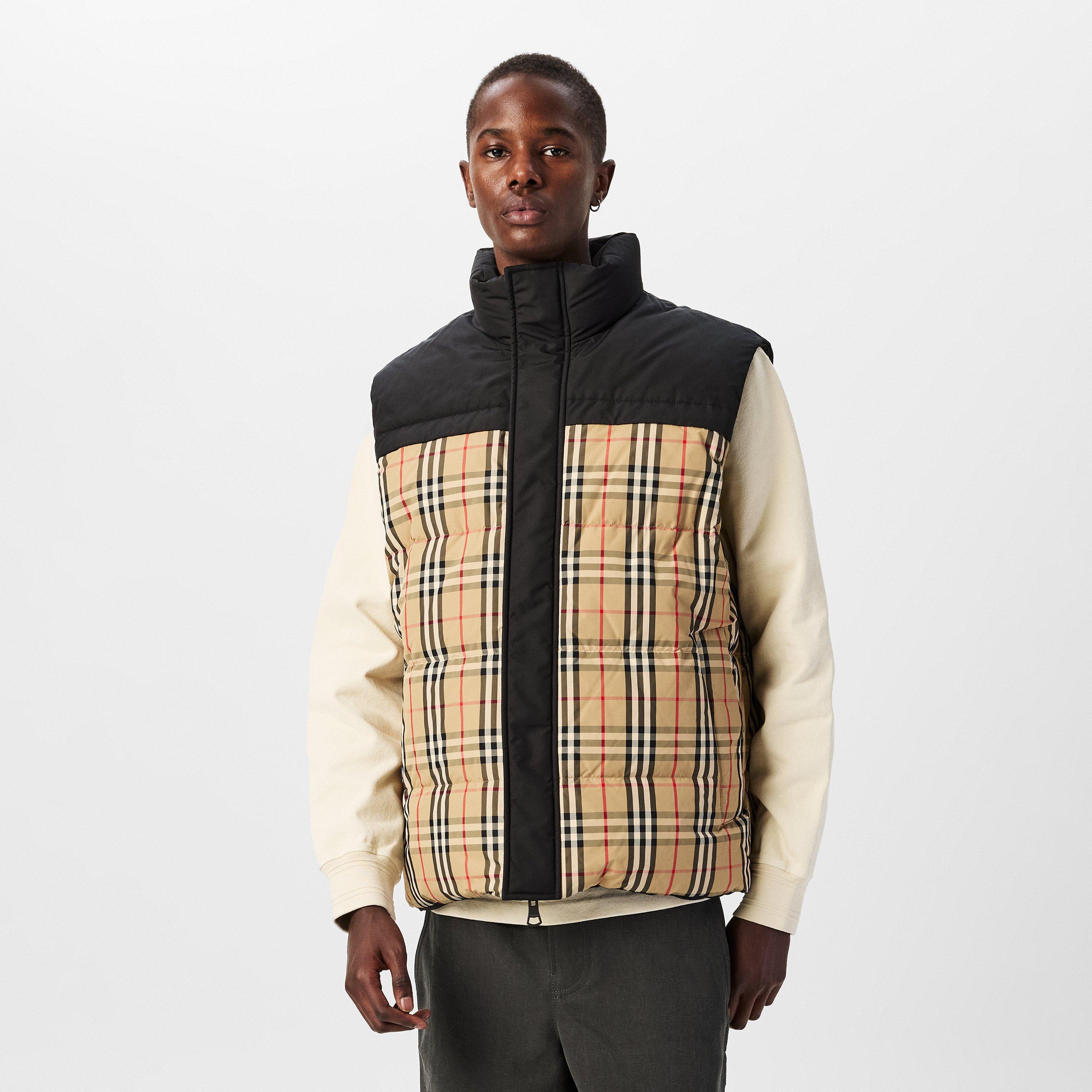 Beige - Burberry - Men's Reversible Check Puffer Goose Down Gilet - 3