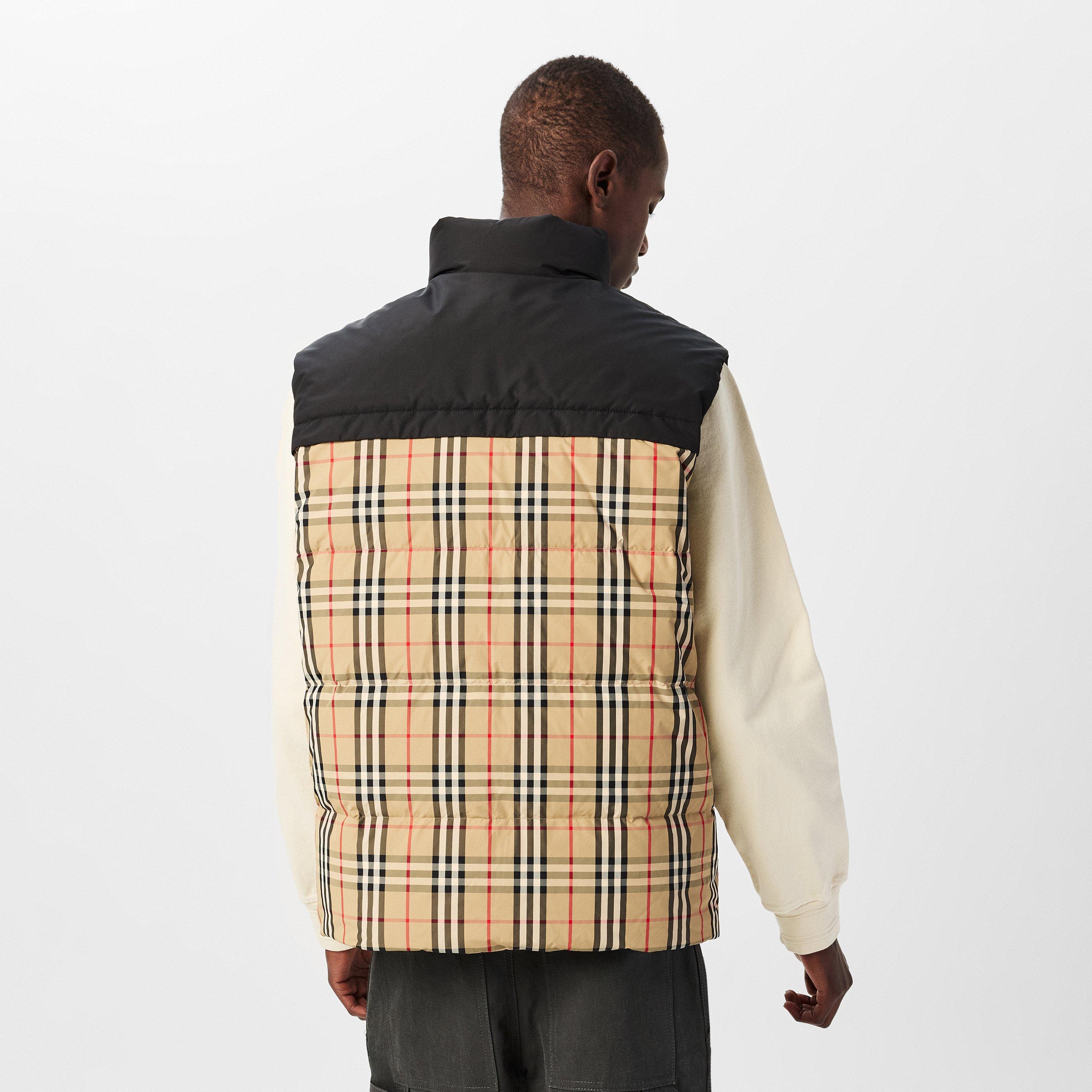Beige - Burberry - Men's Reversible Check Puffer Goose Down Gilet - 4