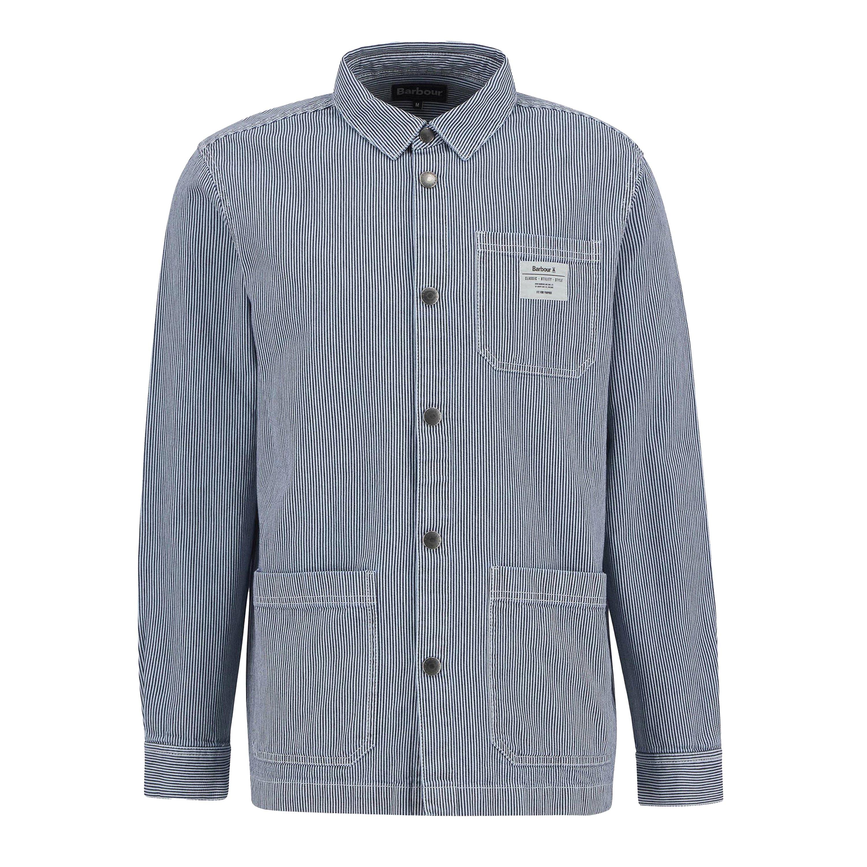 Bleached Blue - Barbour - Men's Tindale Striped Long Sleeve Overshirt - 1