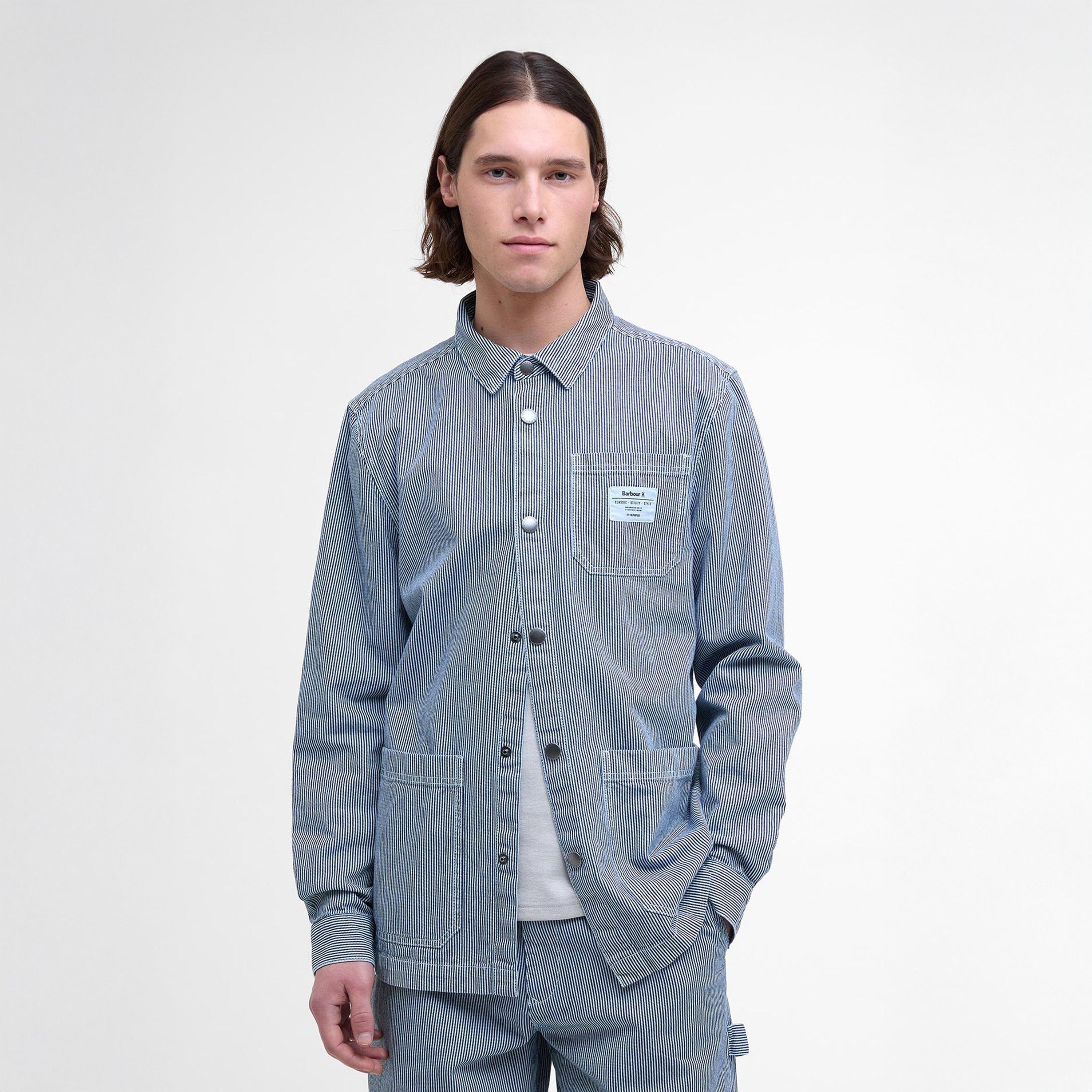 Bleached Blue - Barbour - Men's Tindale Striped Long Sleeve Overshirt - 3