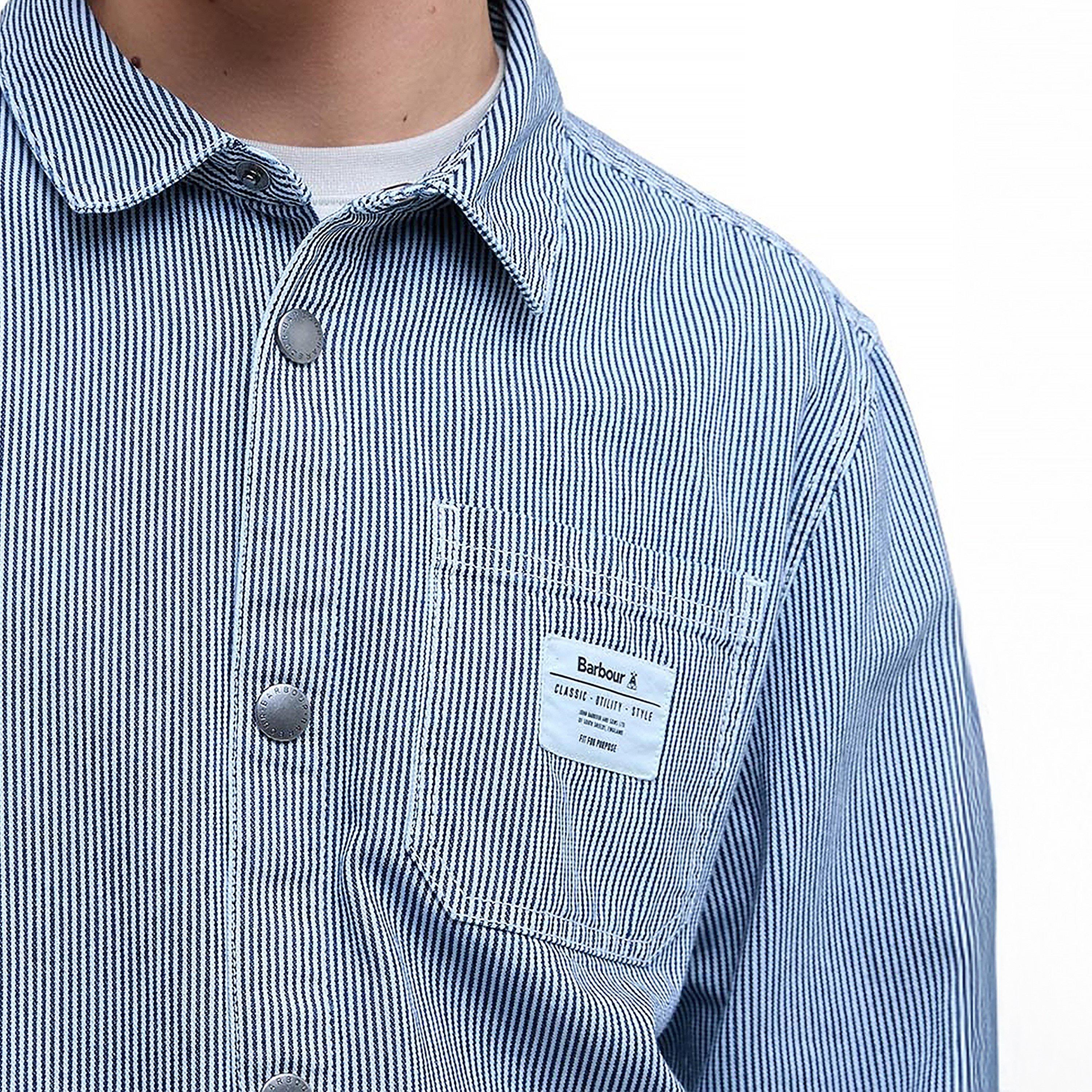 Bleached Blue - Barbour - Men's Tindale Striped Long Sleeve Overshirt - 5