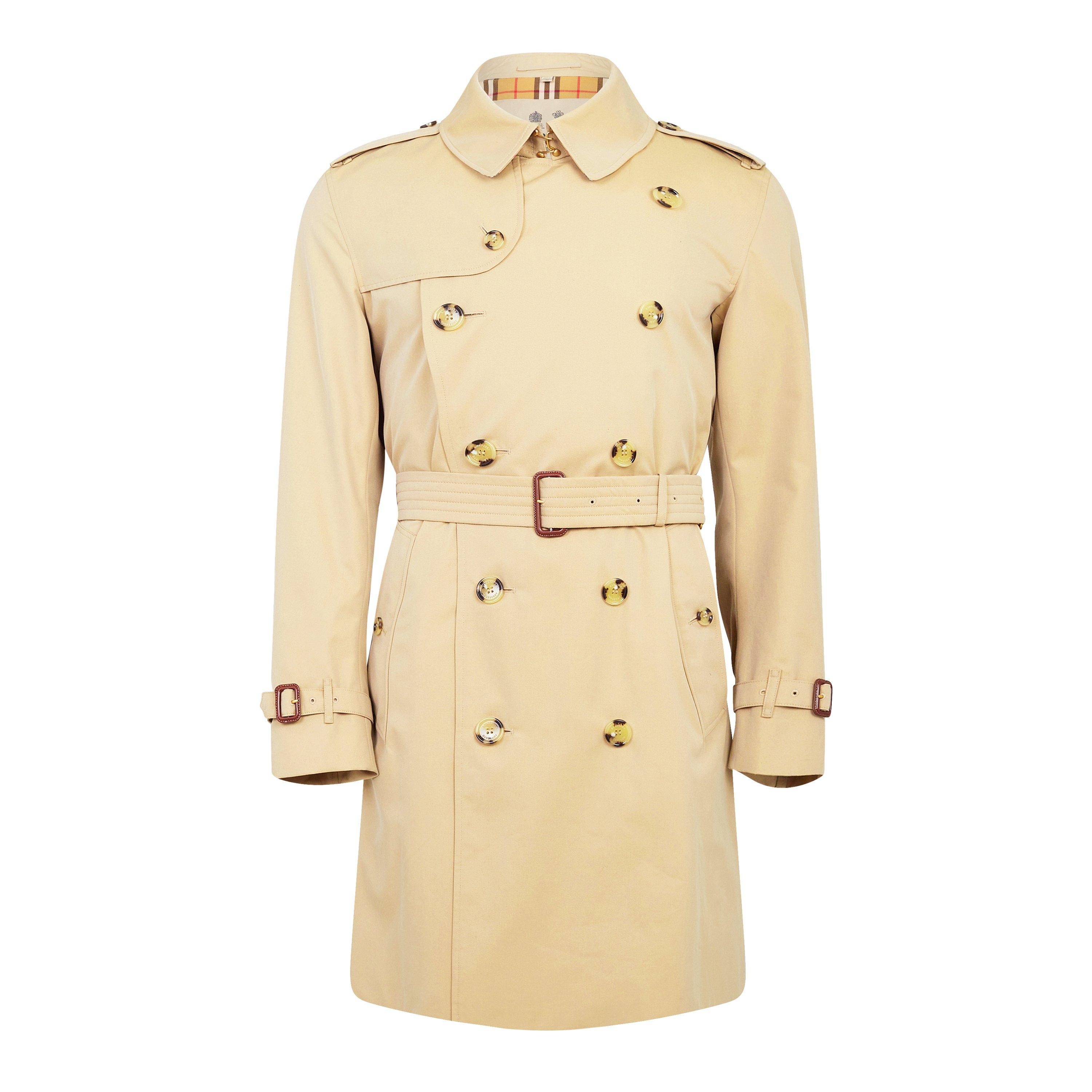Burberry Men's Kensington Cotton Water Resistant Long Sleeve Trench Coat - Honey A1366 - XL