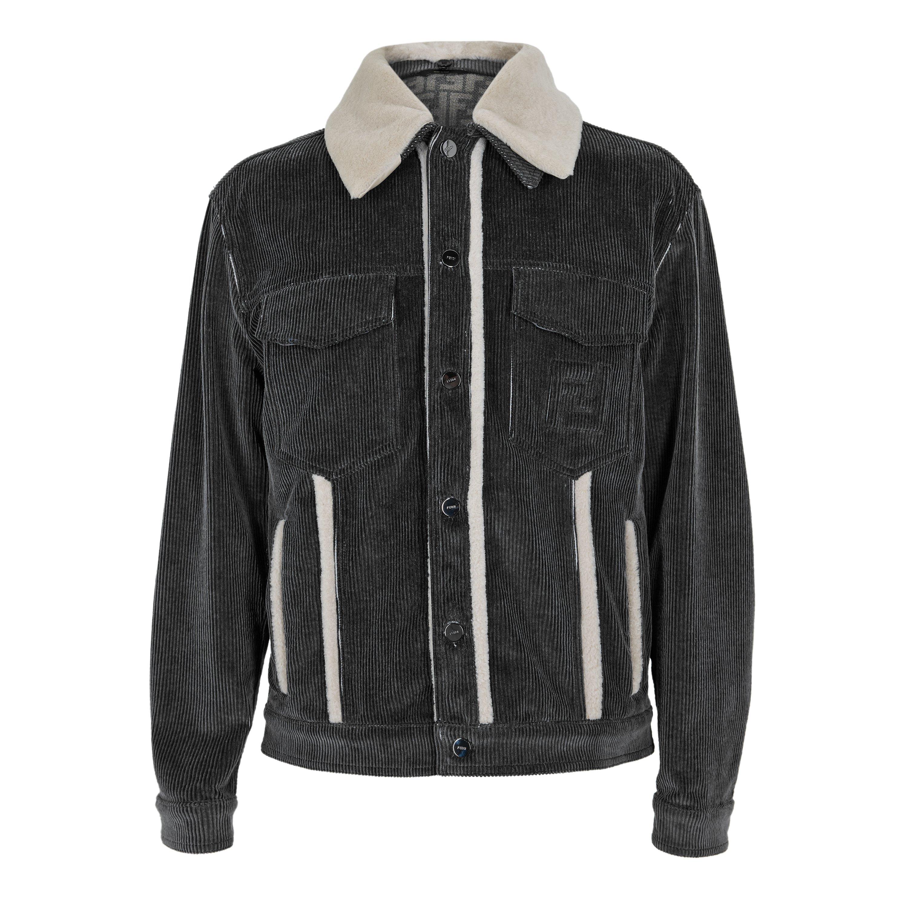 Grey - Fendi - Men's FF Cord Corduroy Sherpa Jacket - 1