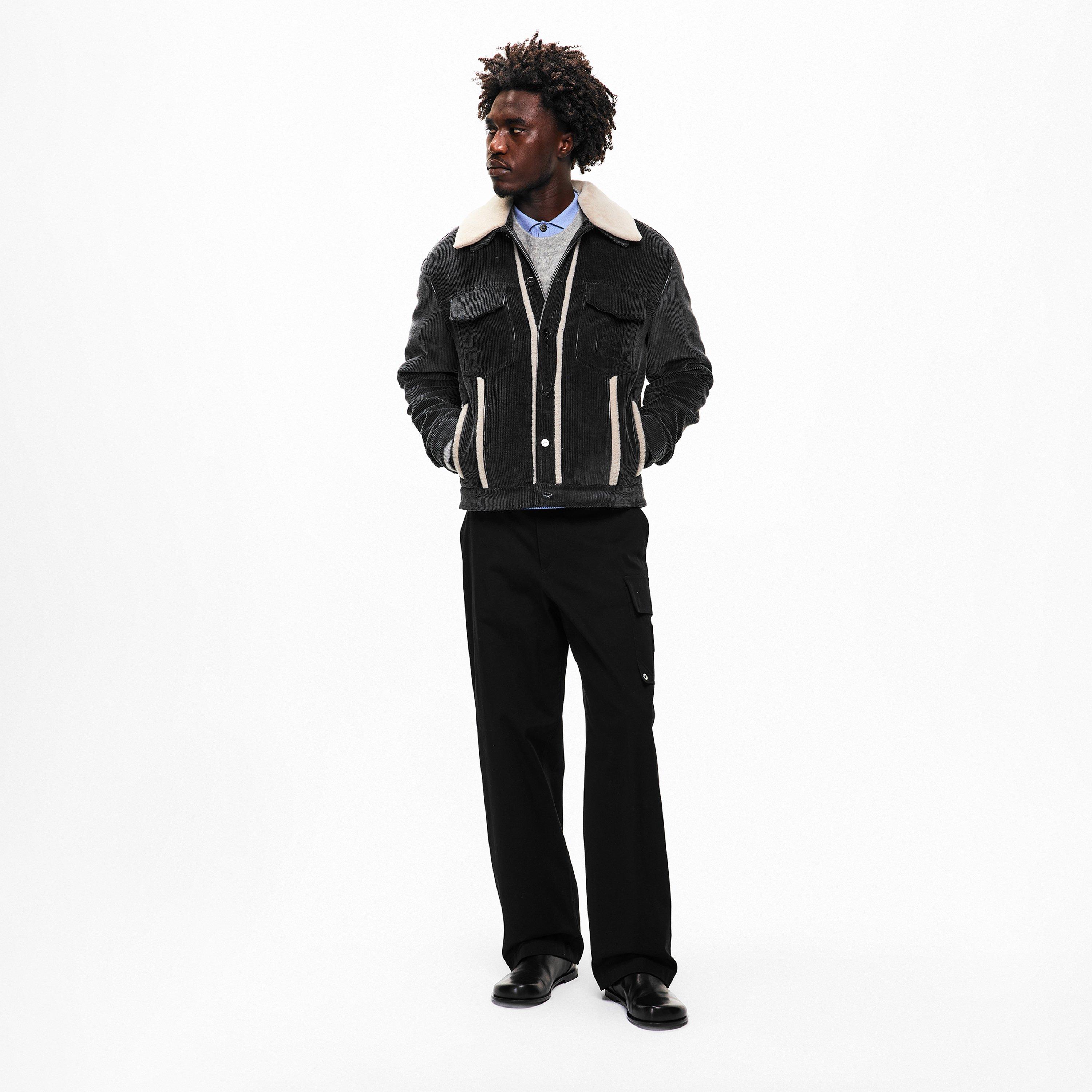 Grey - Fendi - Men's FF Cord Corduroy Sherpa Jacket - 6