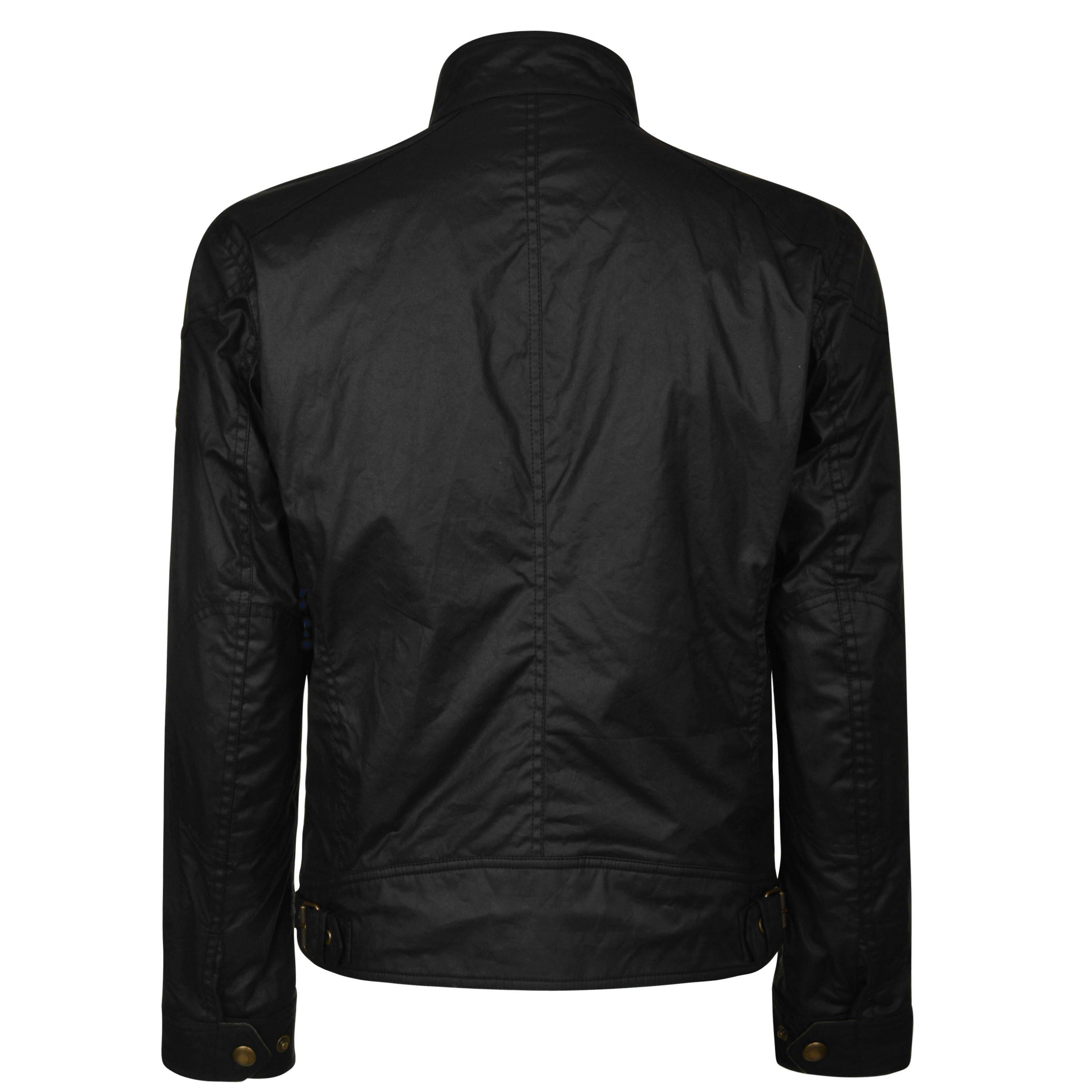 Black - Belstaff - Men's Racemaster Waxed Cotton Long Sleeve Funnel Neck Wax Jacket - 2