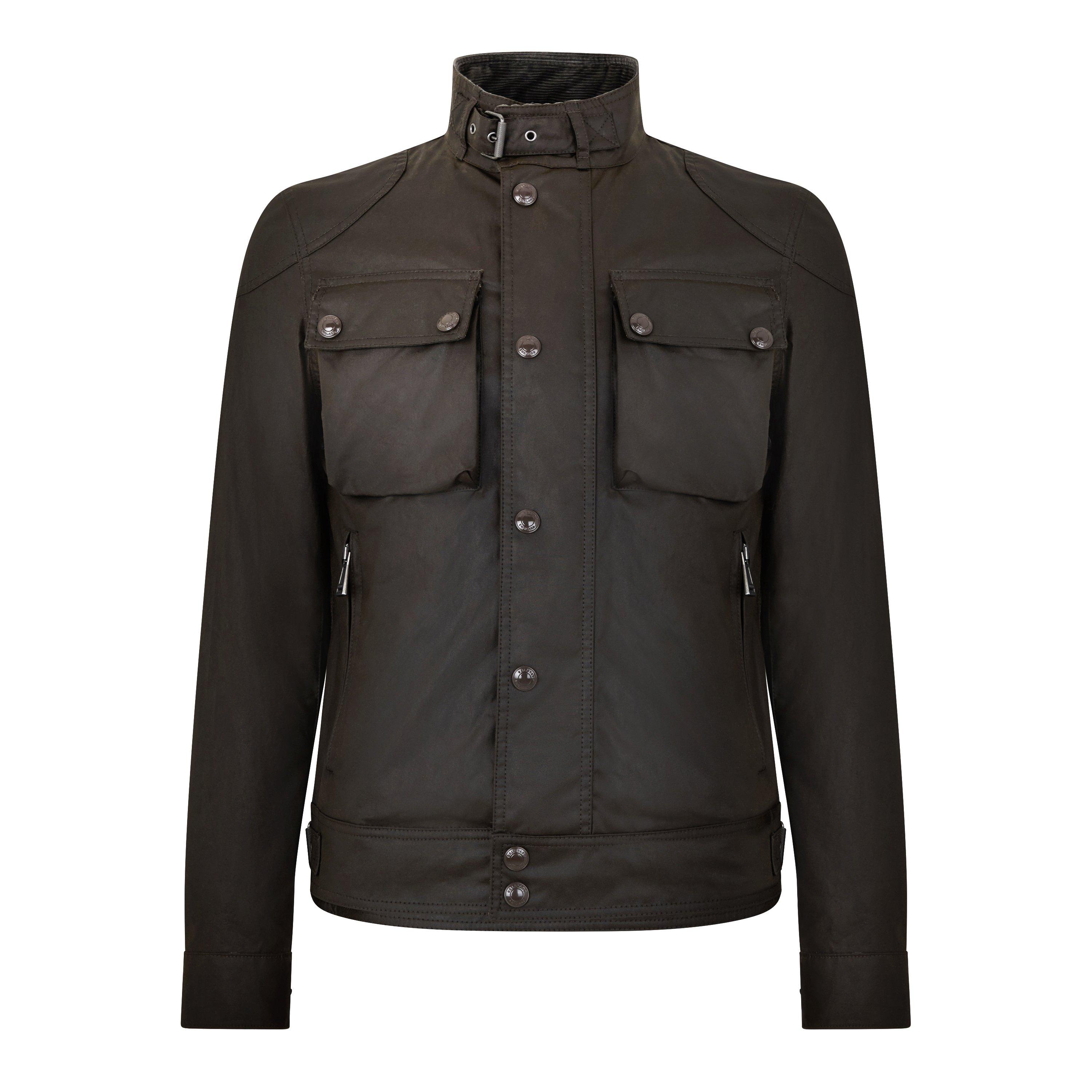 Burnt Oak - Belstaff - Men's Racemaster Waxed Cotton Long Sleeve Funnel Neck Wax Jacket - 7