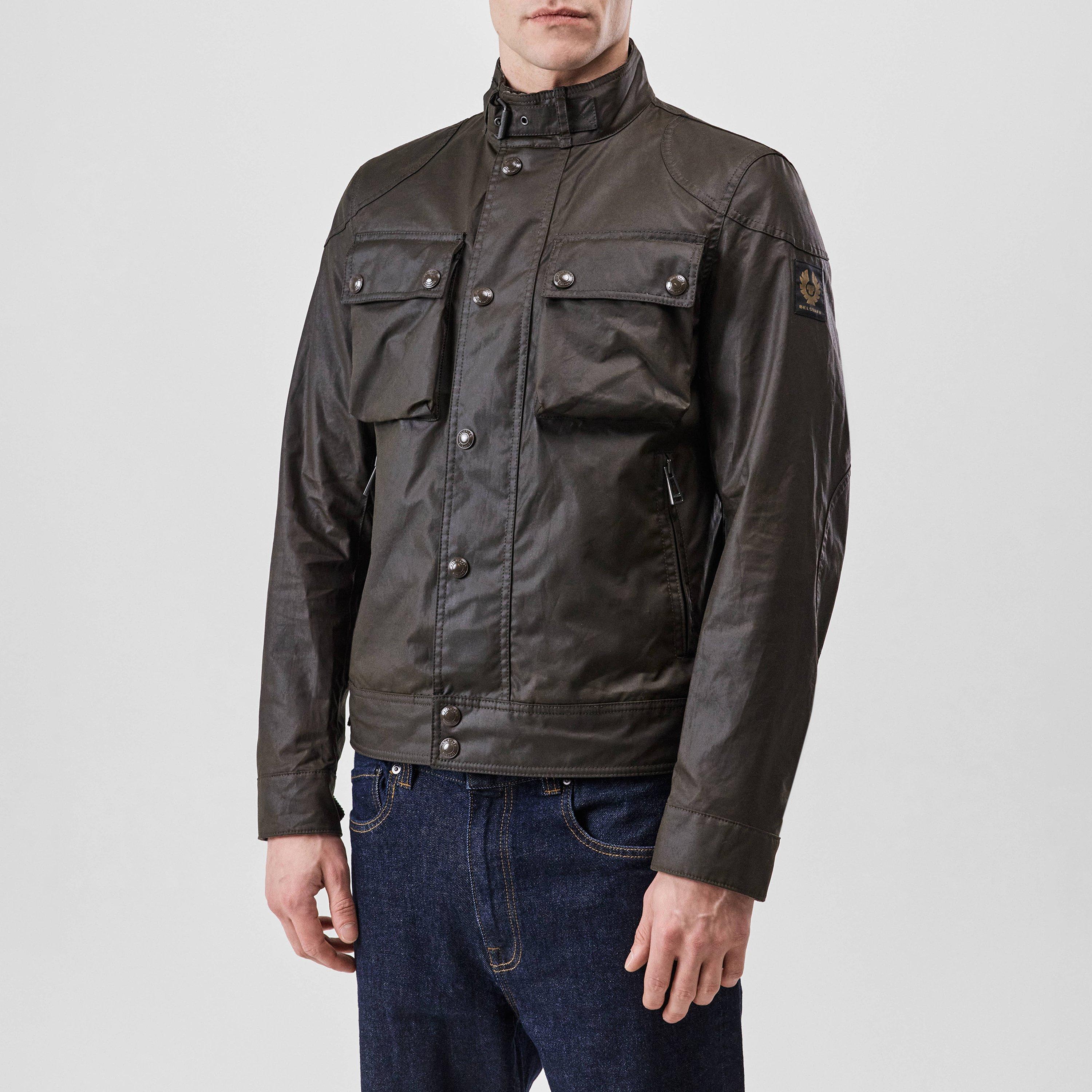 Burnt Oak - Belstaff - Men's Racemaster Waxed Cotton Long Sleeve Funnel Neck Wax Jacket - 3