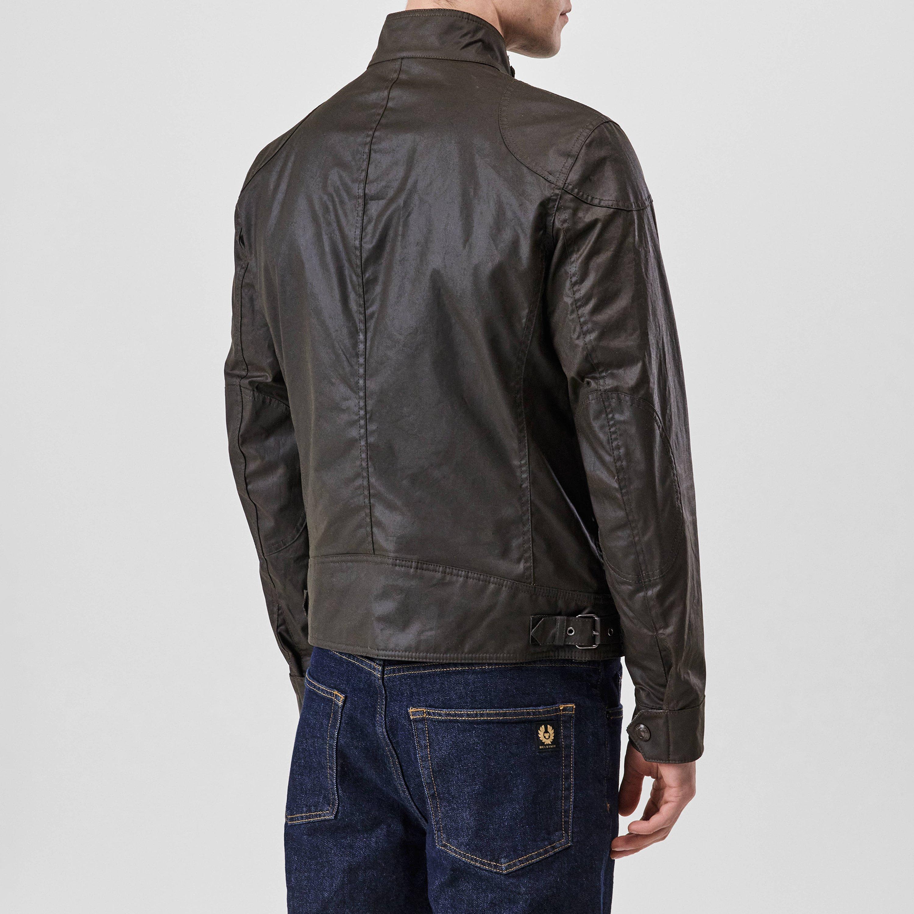 Burnt Oak - Belstaff - Men's Racemaster Waxed Cotton Long Sleeve Funnel Neck Wax Jacket - 4
