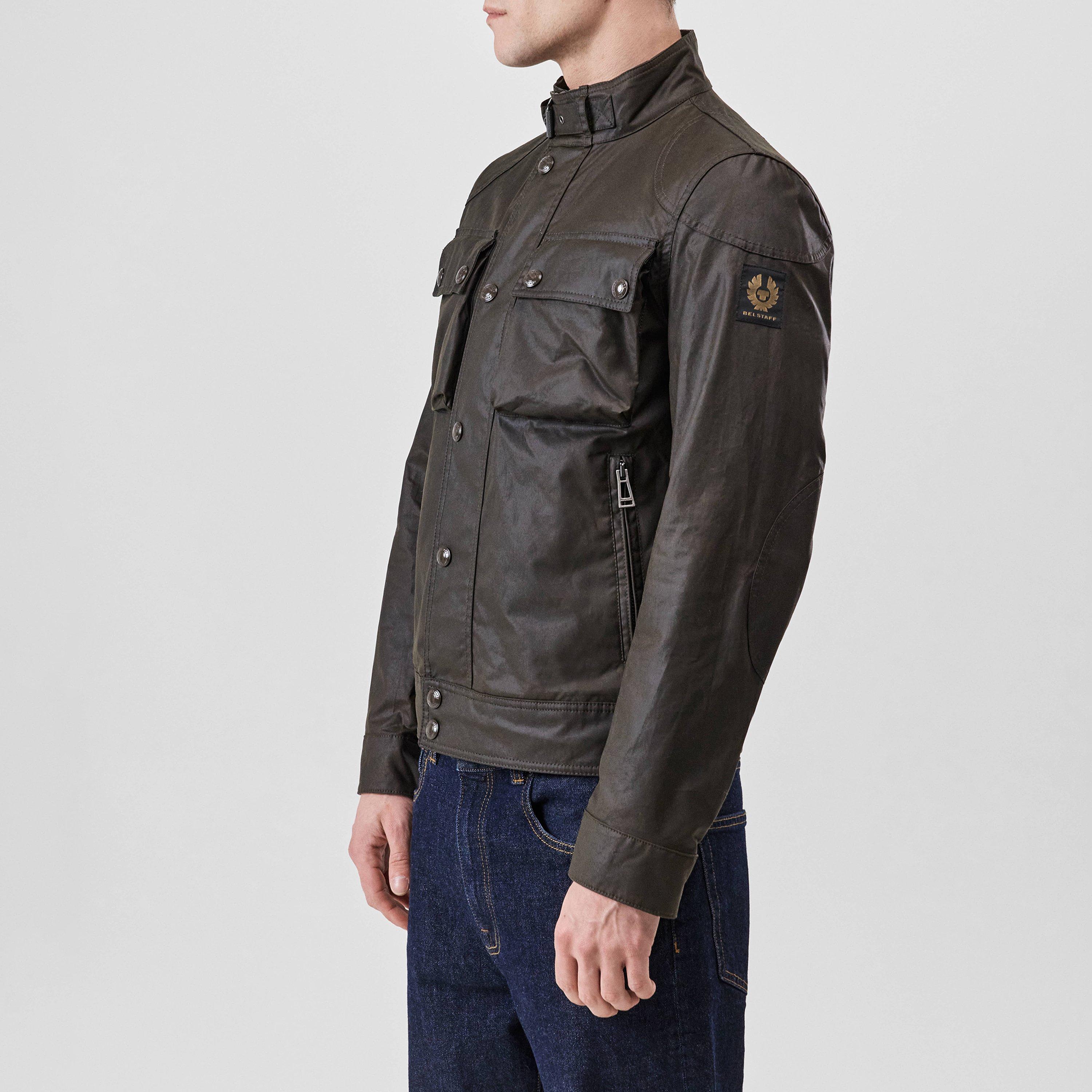 Burnt Oak - Belstaff - Men's Racemaster Waxed Cotton Long Sleeve Funnel Neck Wax Jacket - 5