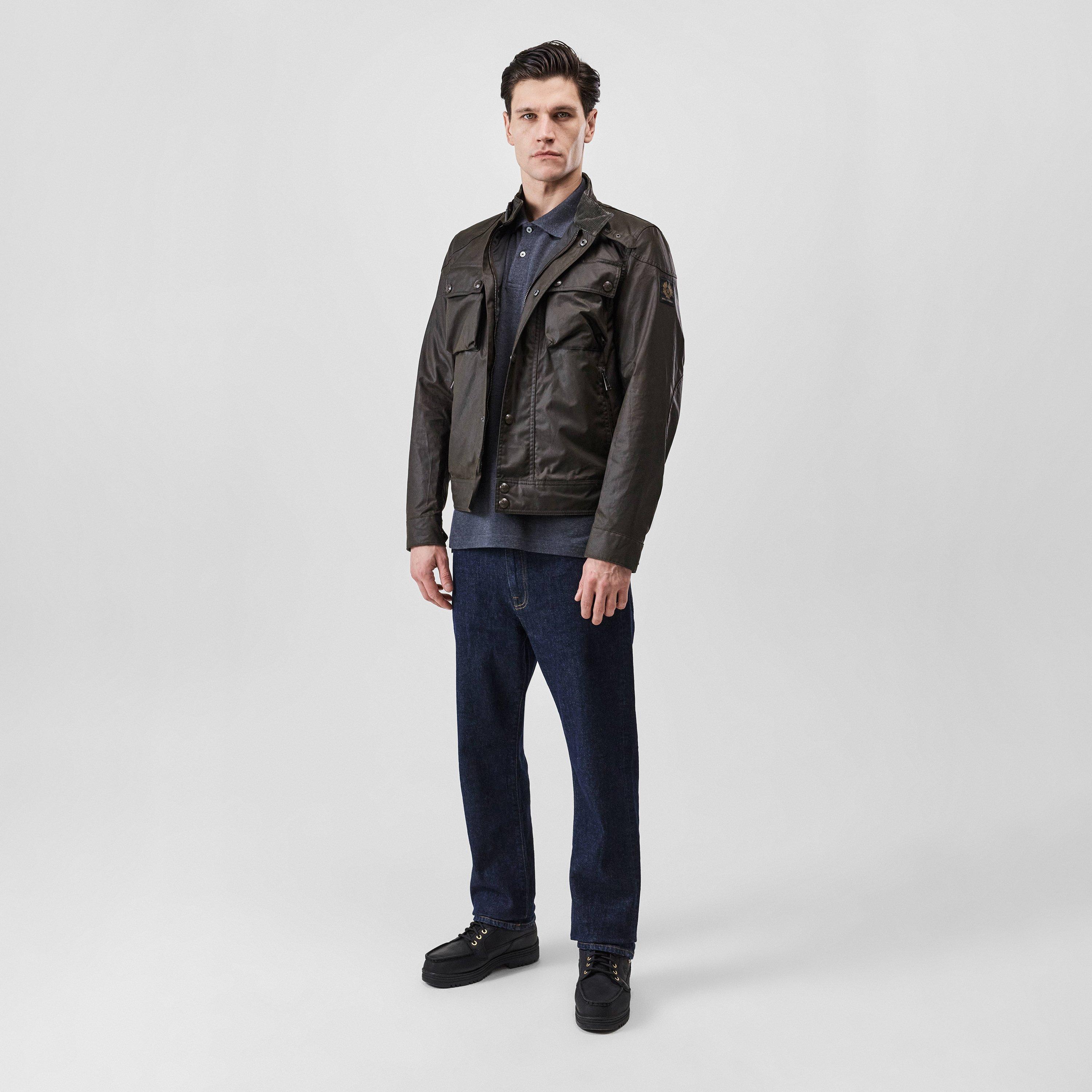 Burnt Oak - Belstaff - Men's Racemaster Waxed Cotton Long Sleeve Funnel Neck Wax Jacket - 6