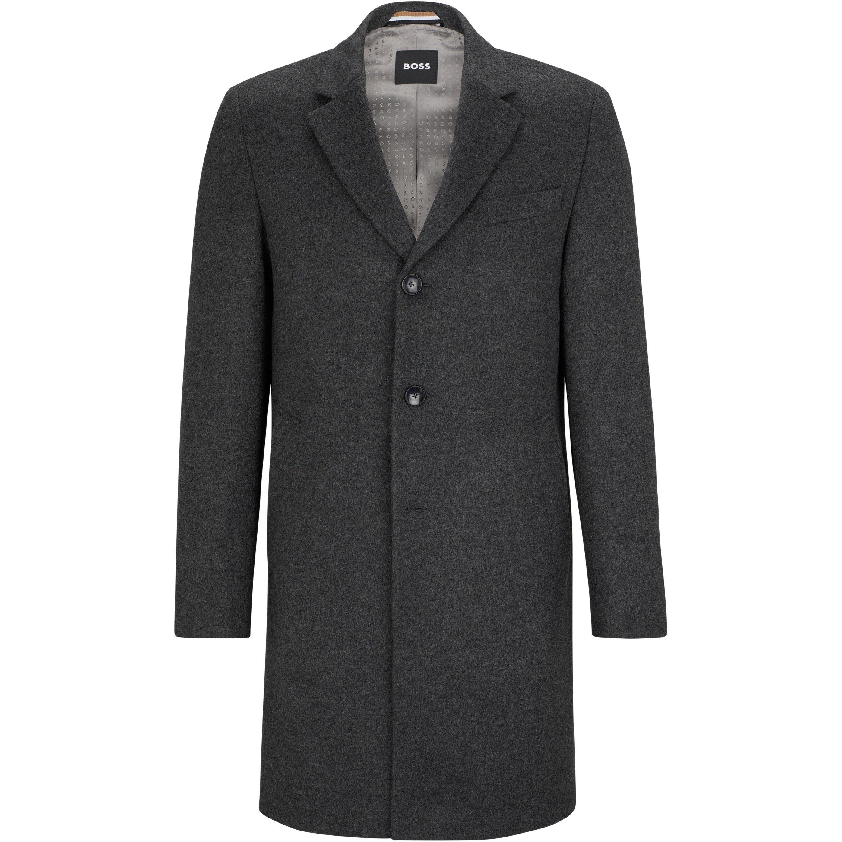 Boss Men's Hyde Tailored Fit Long Formal Coat - Grey - 46 (56)