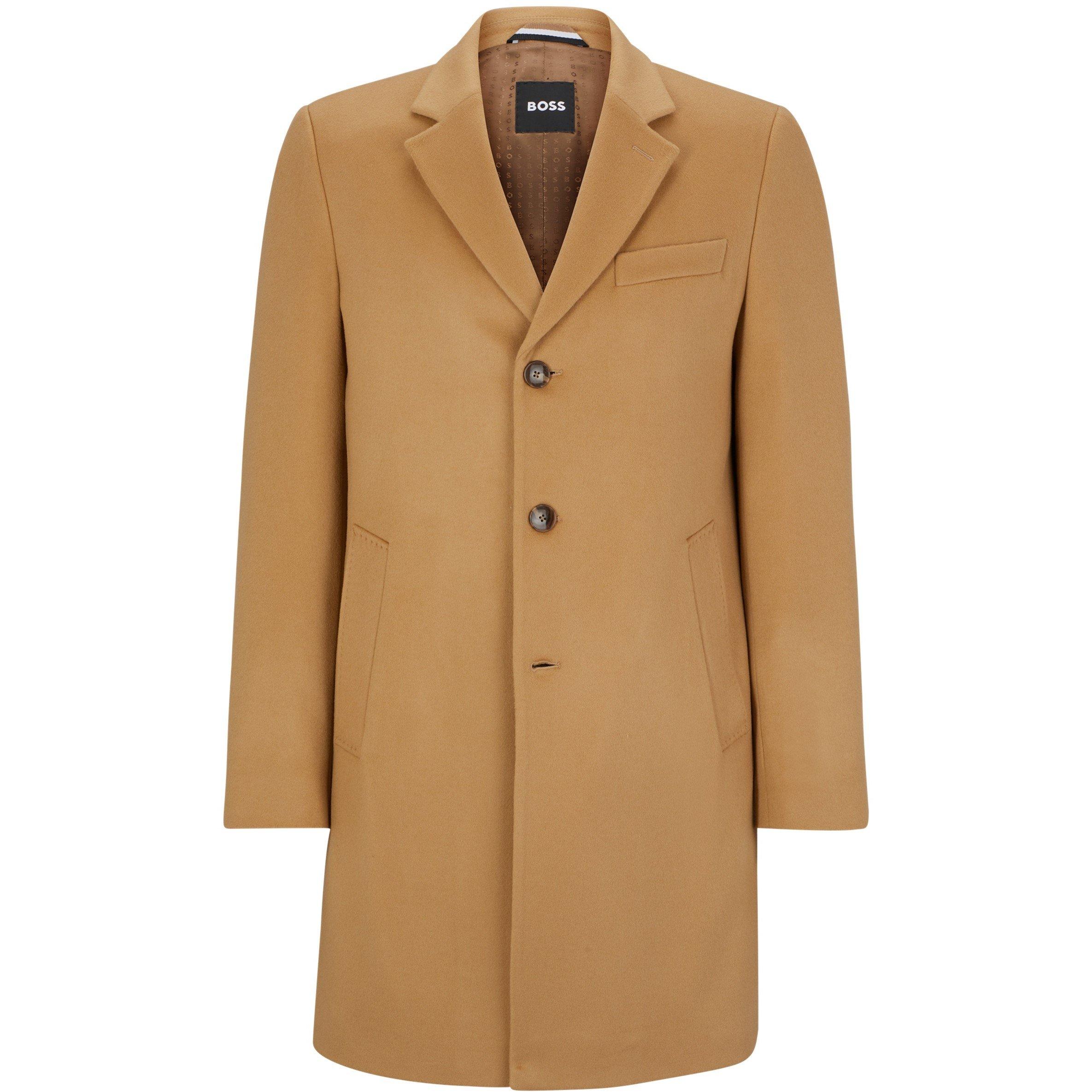 Boss Men's Hyde Tailored Fit Long Formal Coat - Beige - 46 (56)
