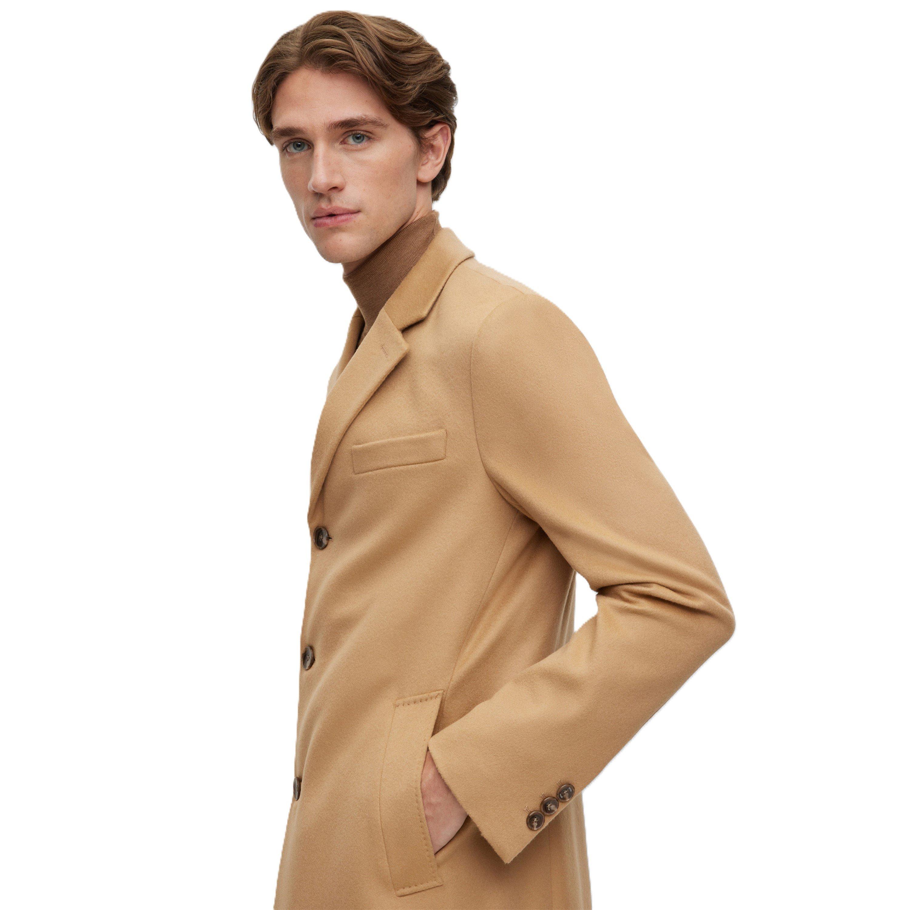 Beige - Boss - Men's Hyde Tailored Fit Long Formal Coat - 4