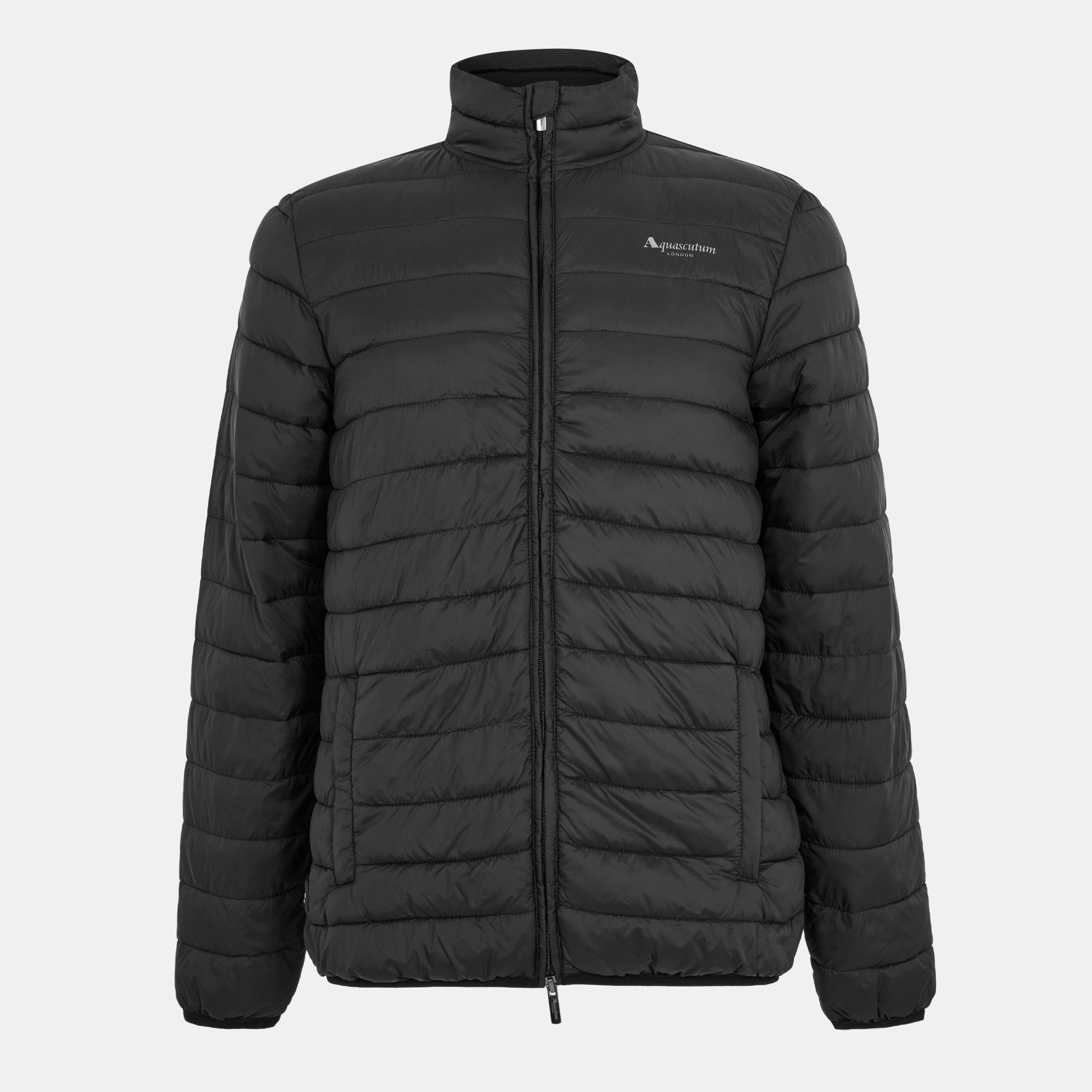 Aquascutum Men's Long Sleeve Medium Puffer Jacket - Black - 2X Large