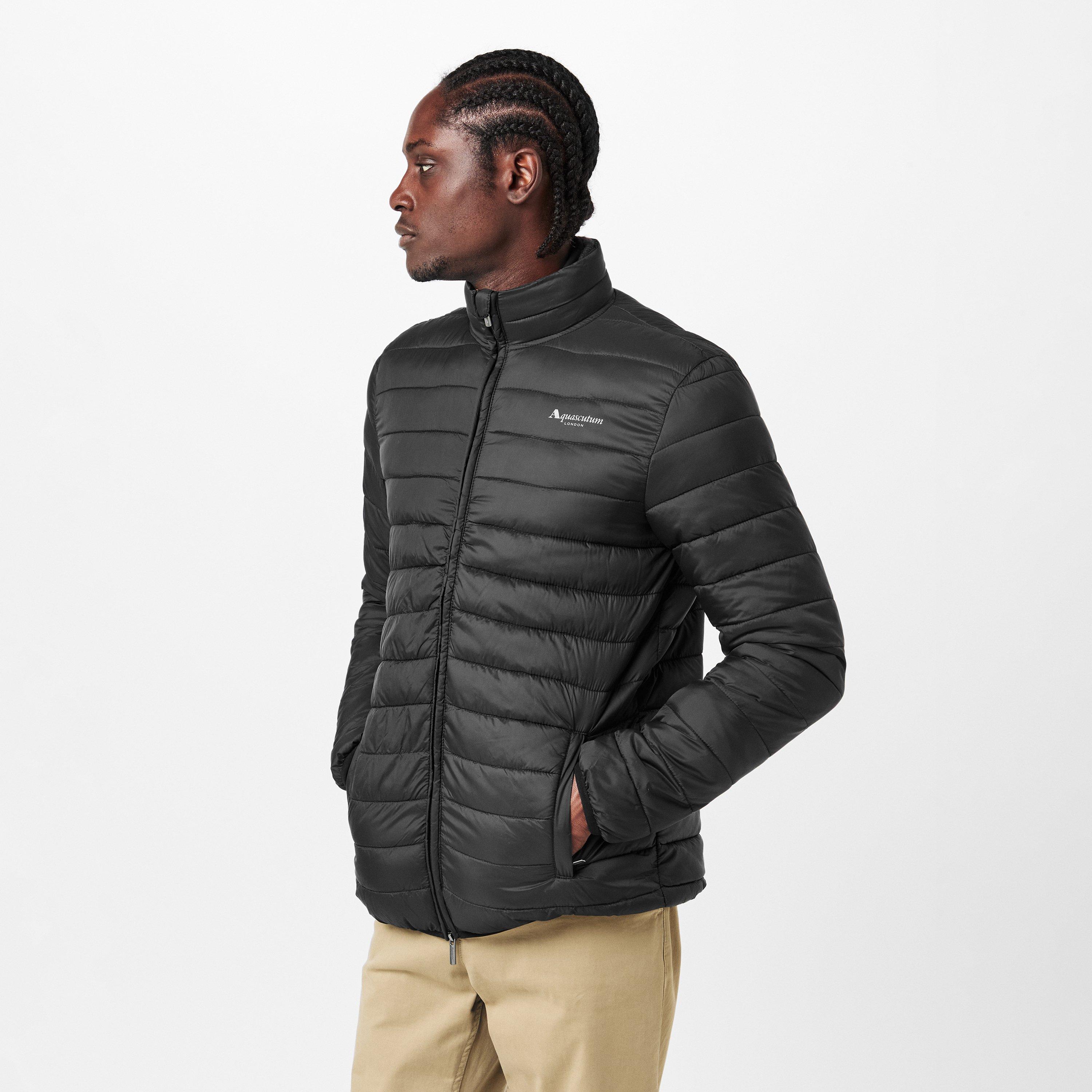 Black - Aquascutum - Men's  Long Sleeve Medium Puffer Jacket - 3