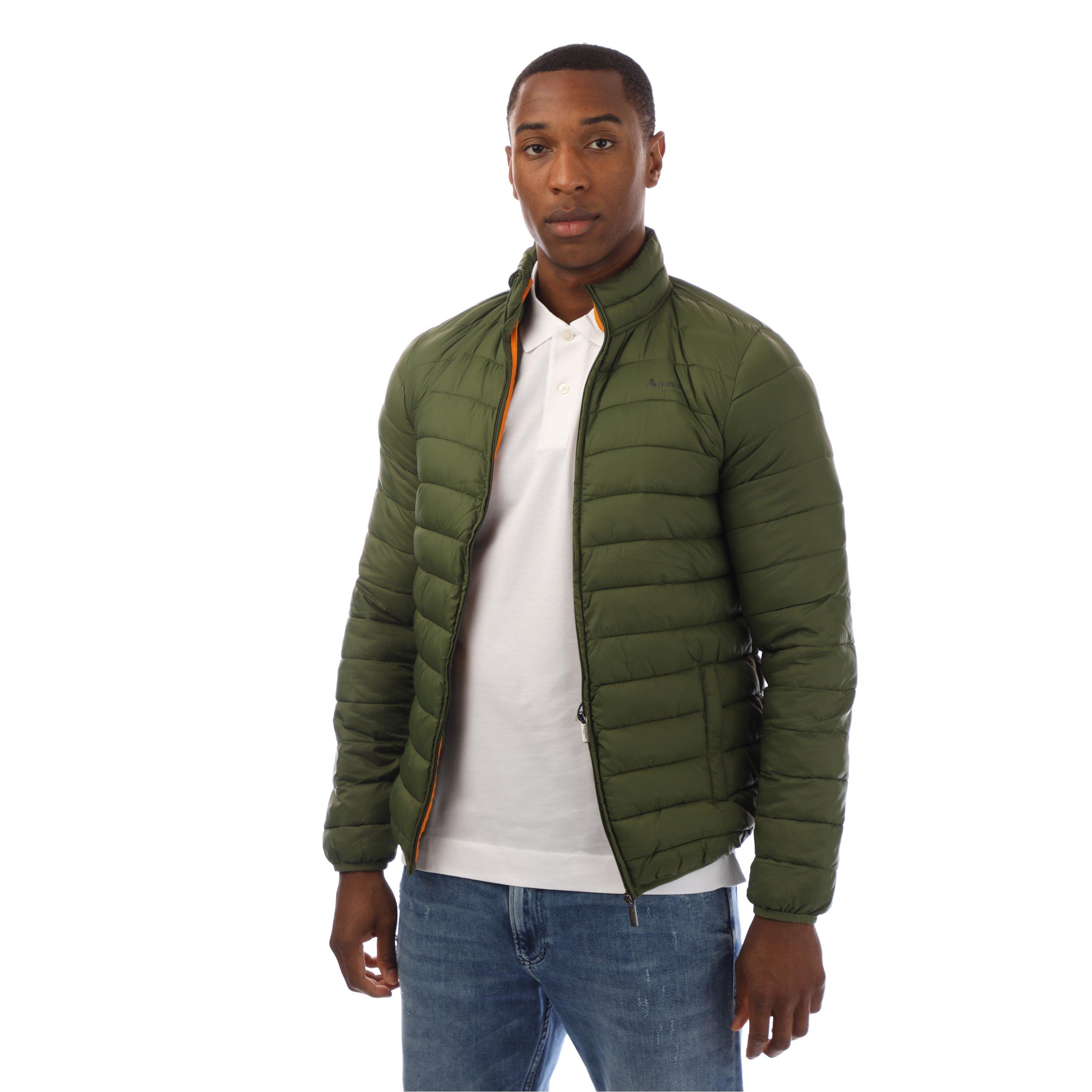 Aquascutum Men's Long Sleeve Medium Puffer Jacket - Army Green - Large