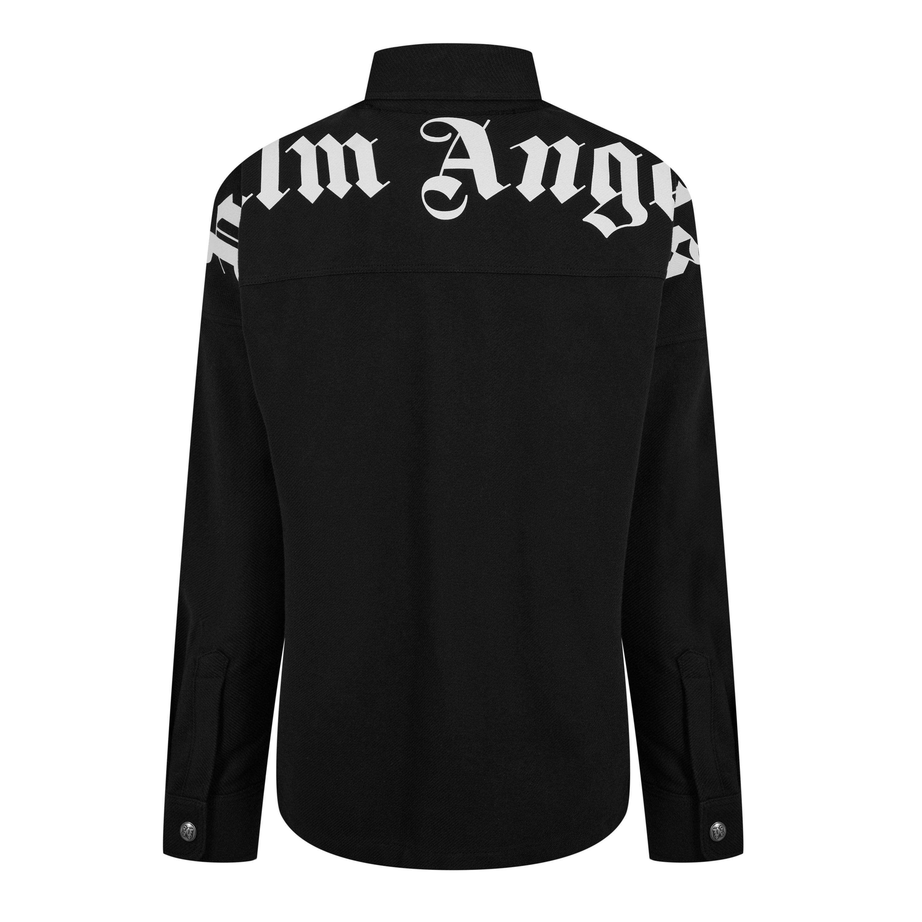 Black - Palm Angels - Men's Classic Logo Cotton Long Sleeve Oversized Fit Overshirt - 2