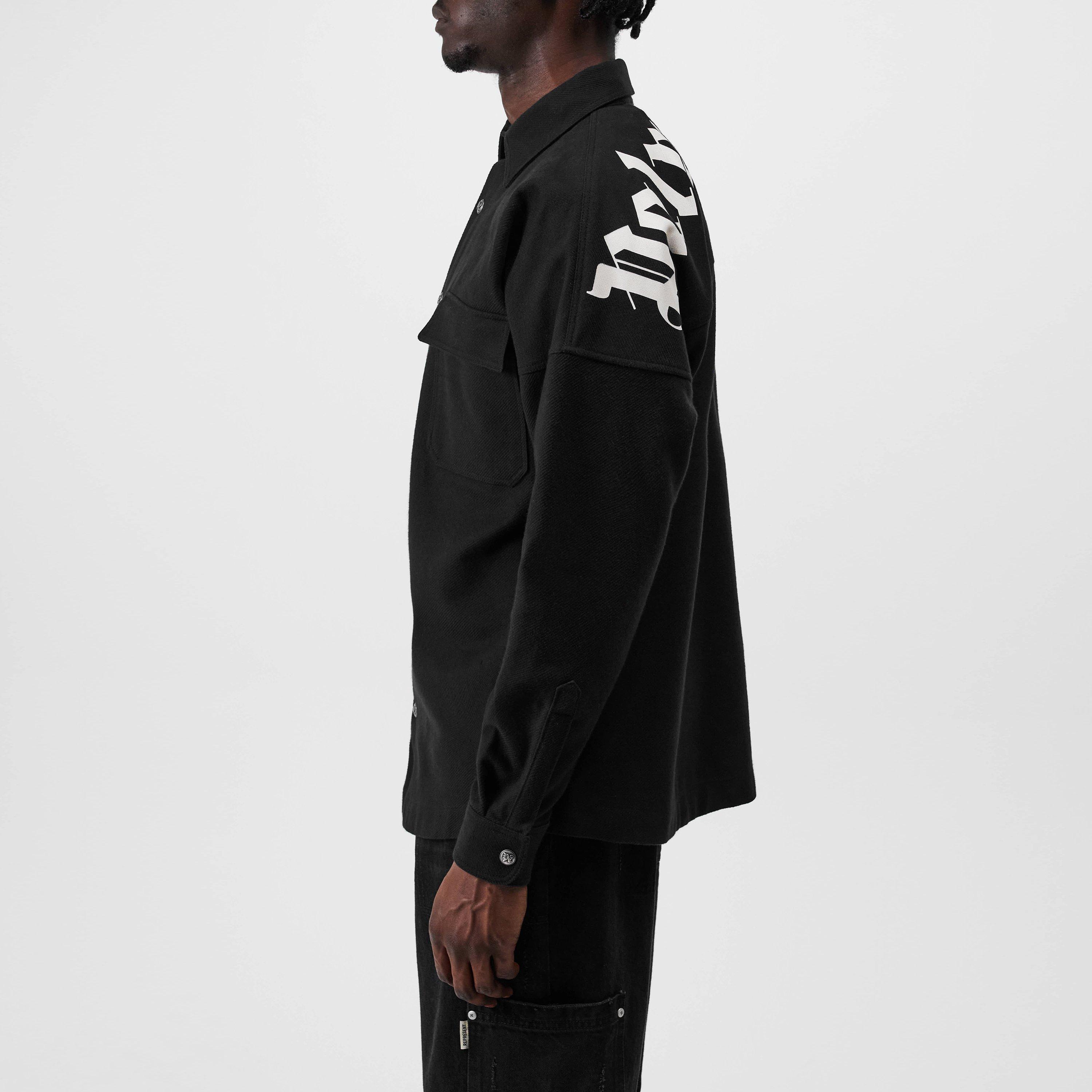 Black - Palm Angels - Men's Classic Logo Cotton Long Sleeve Oversized Fit Overshirt - 5