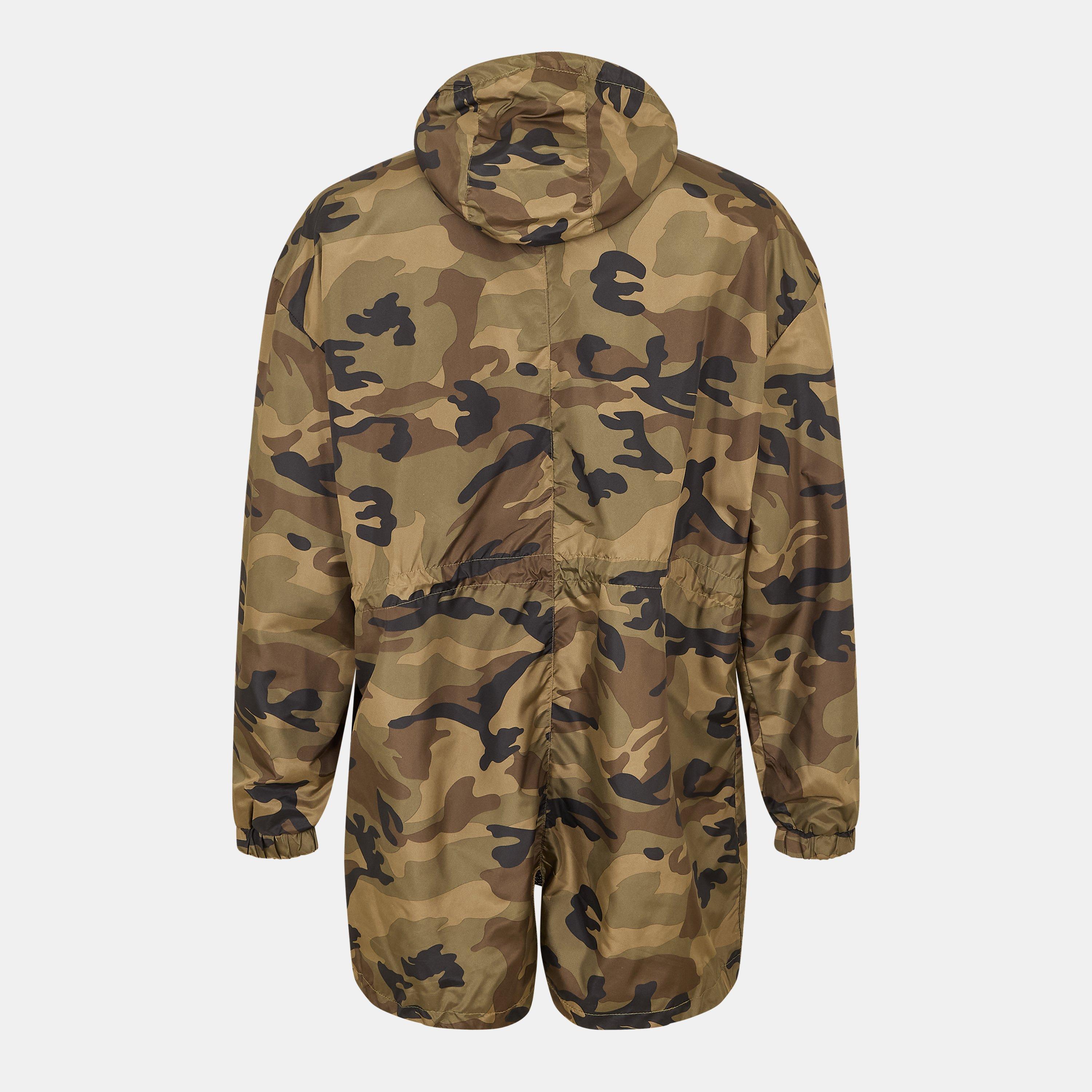 Khaki Print - Brave Soul - Lightweight Camo Print Water Resistant Oversized Fit Parka - 2